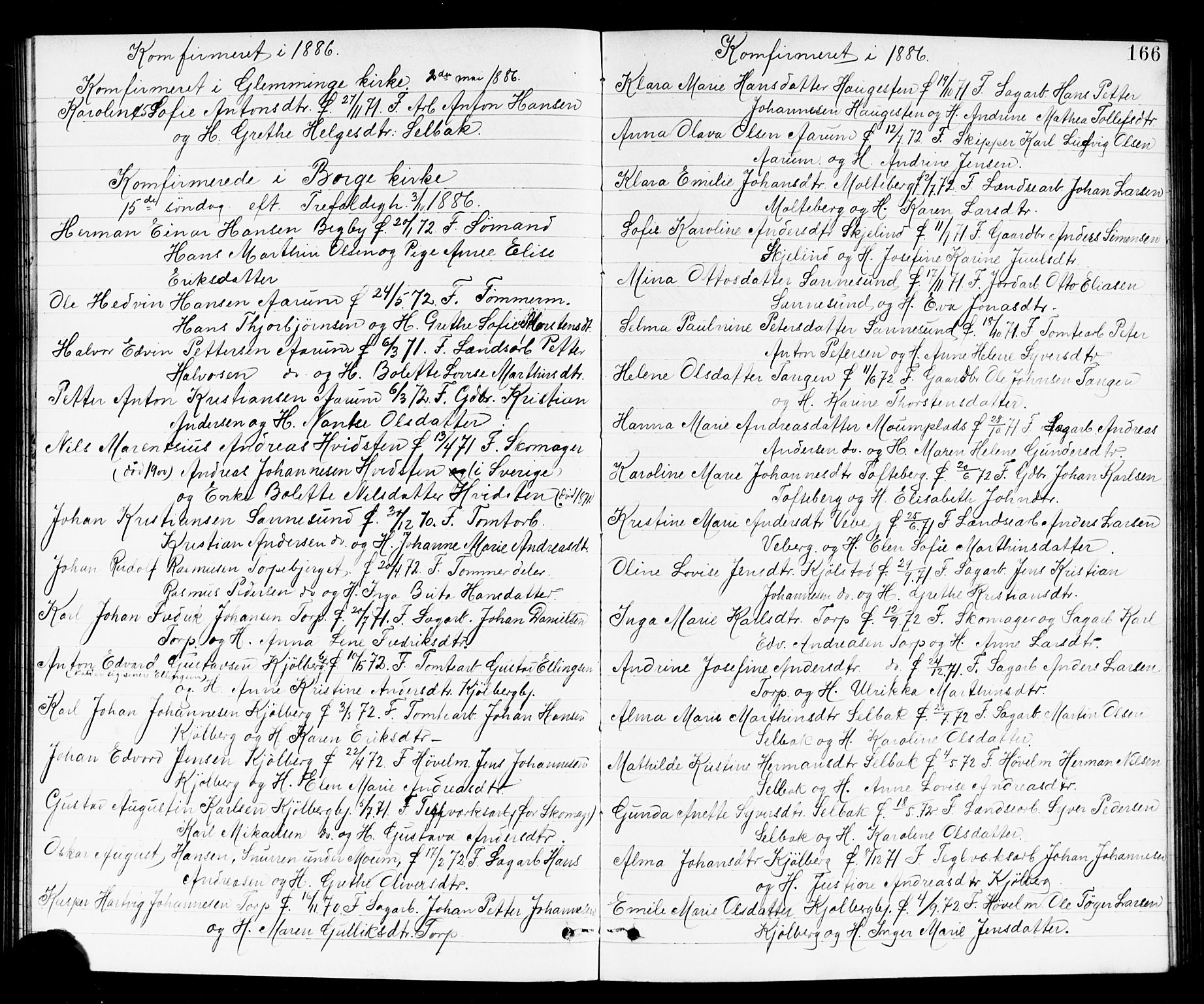 Borge prestekontor Kirkebøker, SAO/A-10903/G/Ga/L0002: Parish register (copy) no. I 2, 1875-1923, p. 166