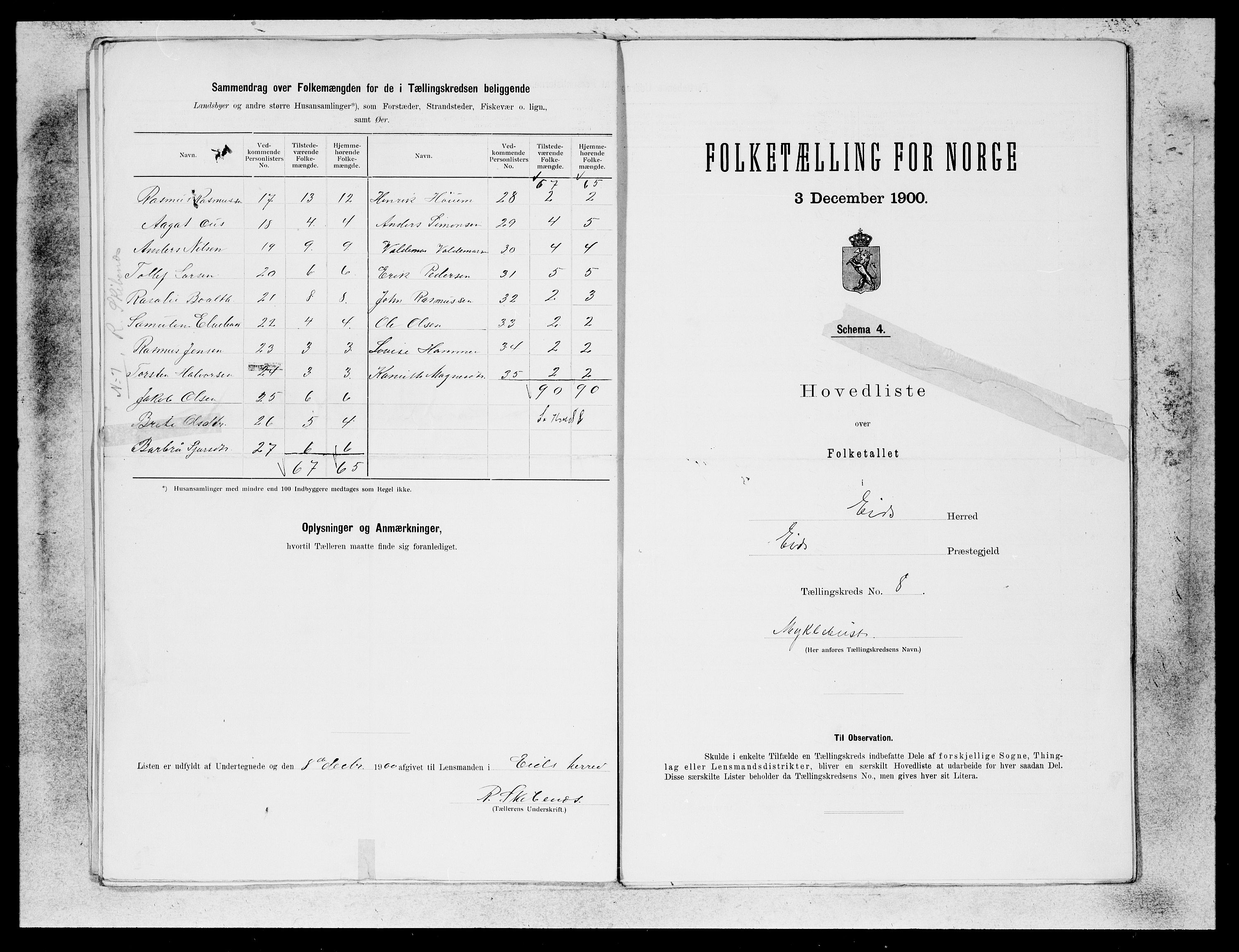 SAB, 1900 census for Eid, 1900, p. 15