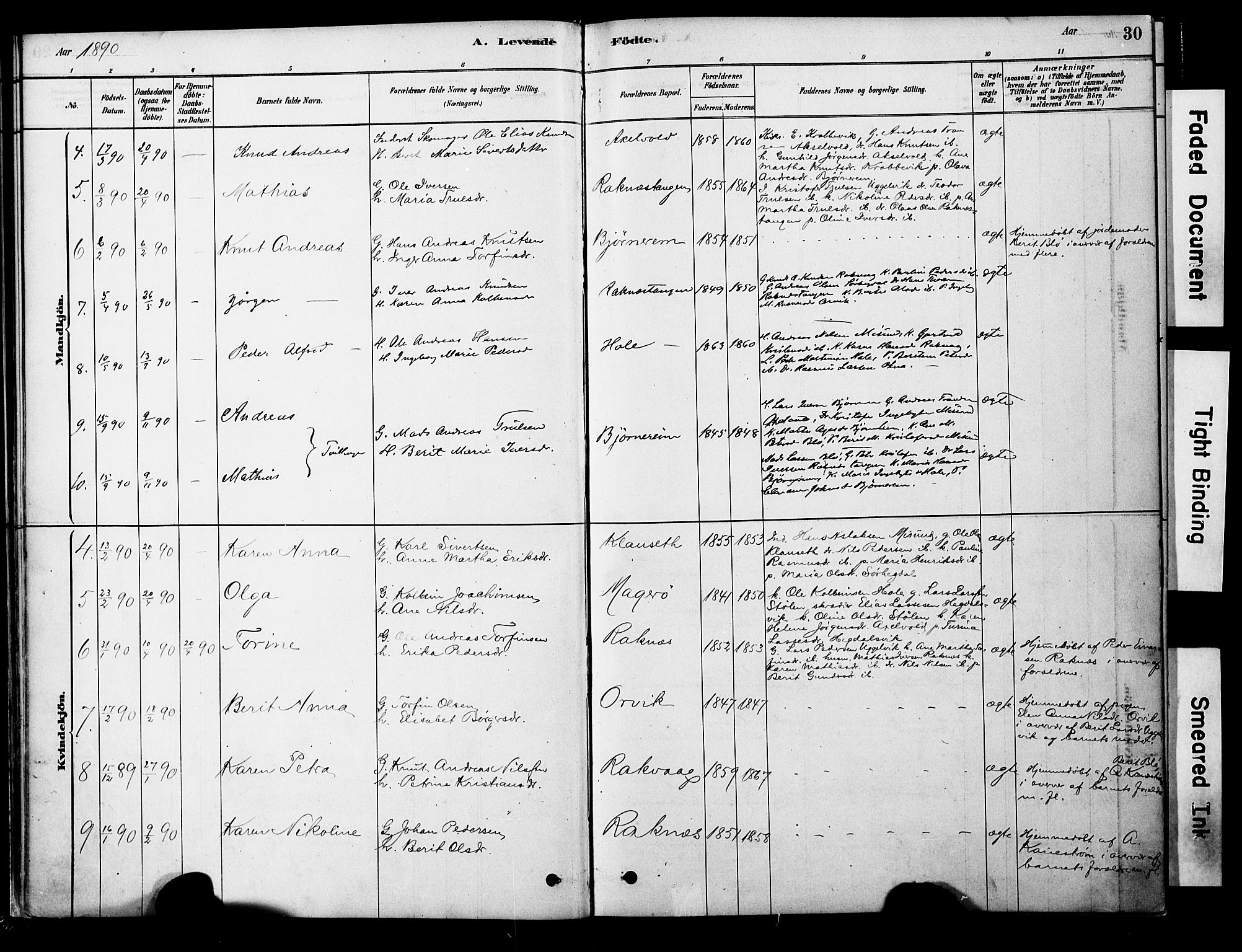 Ministerialprotokoller, klokkerbøker og fødselsregistre - Møre og Romsdal, SAT/A-1454/563/L0736: Parish register (official) no. 563A01, 1878-1903, p. 30