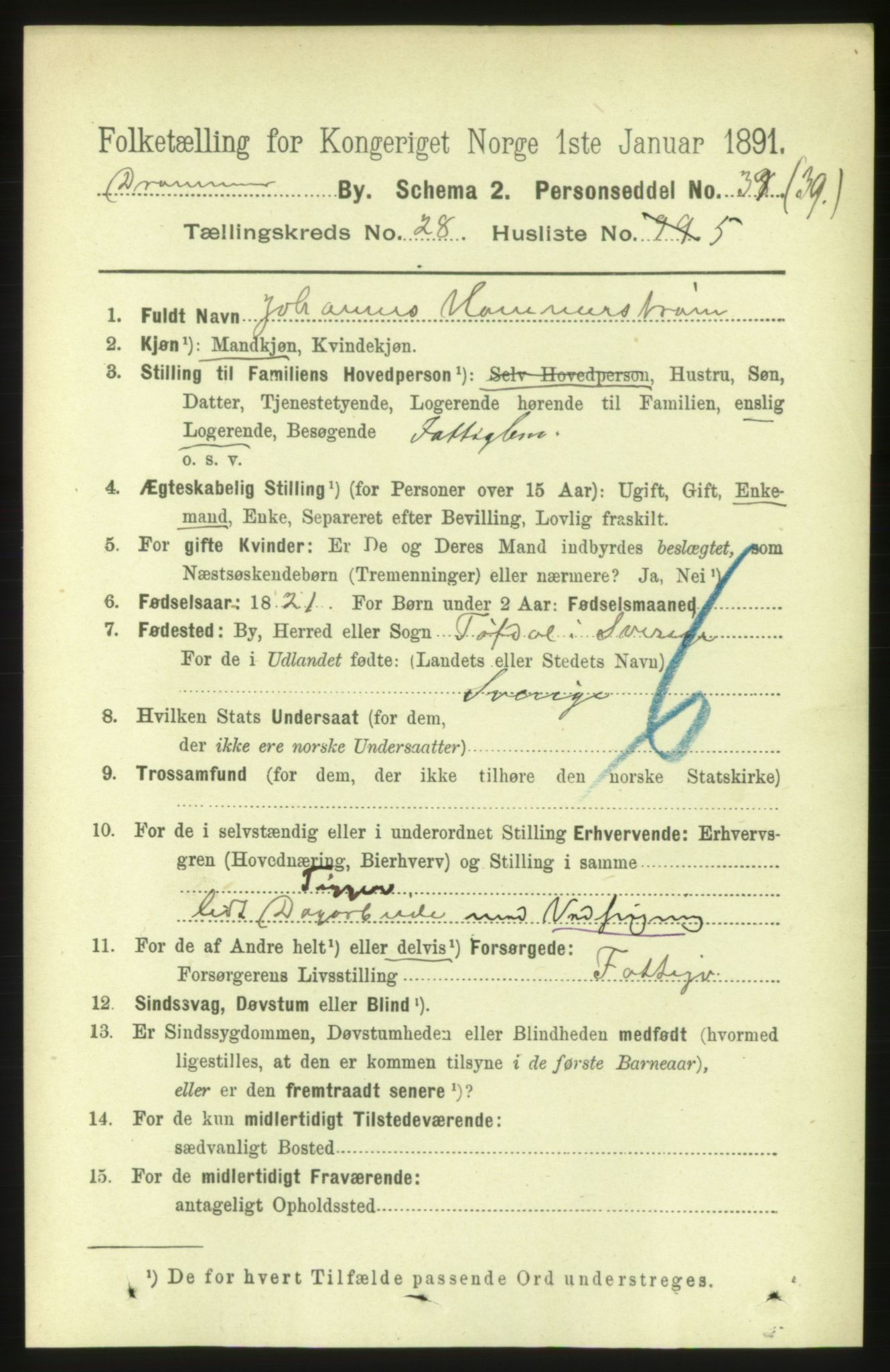 RA, 1891 census for 0602 Drammen, 1891, p. 16815