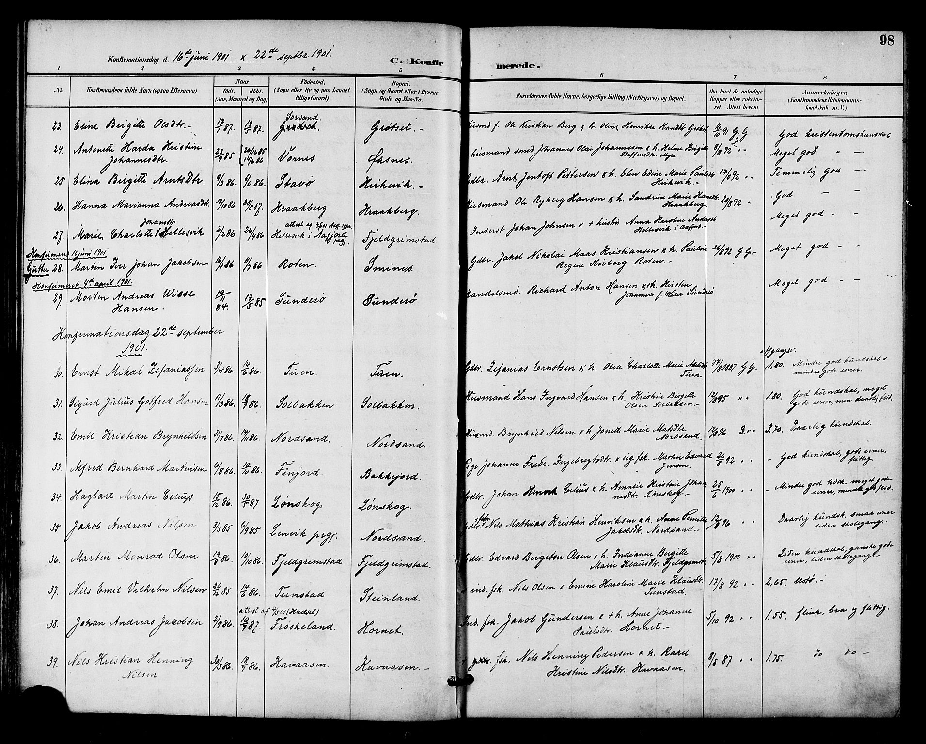 Ministerialprotokoller, klokkerbøker og fødselsregistre - Nordland, AV/SAT-A-1459/893/L1338: Parish register (official) no. 893A10, 1894-1903, p. 98