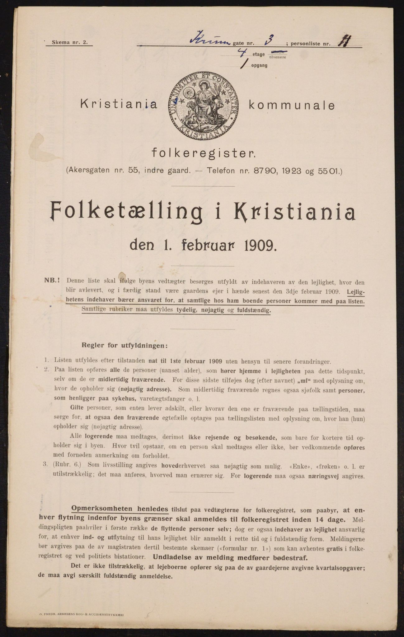 OBA, Municipal Census 1909 for Kristiania, 1909, p. 50253