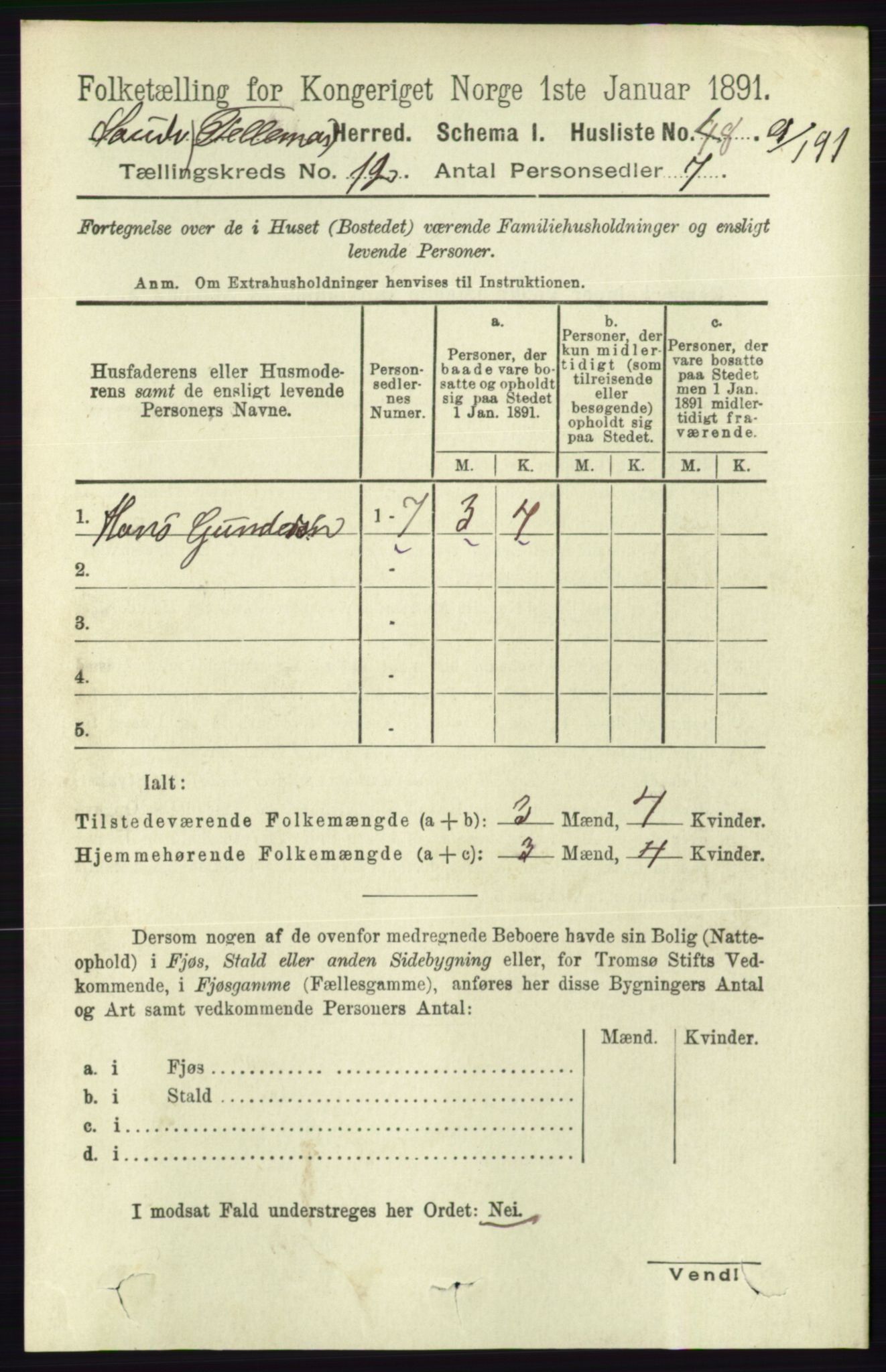 RA, 1891 census for 0822 Sauherad, 1891, p. 3616