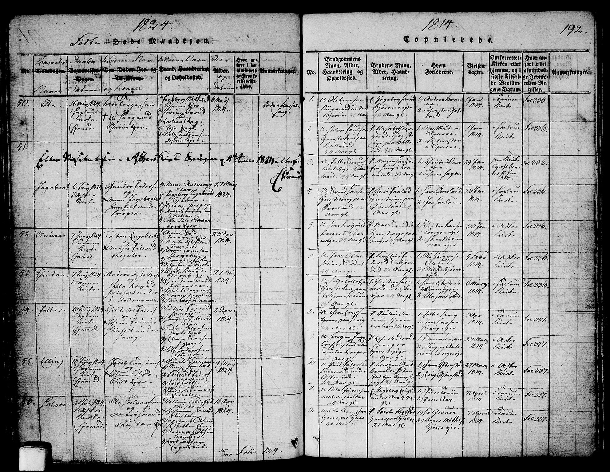 Asker prestekontor Kirkebøker, AV/SAO-A-10256a/G/Ga/L0001: Parish register (copy) no. I 1, 1814-1830, p. 192