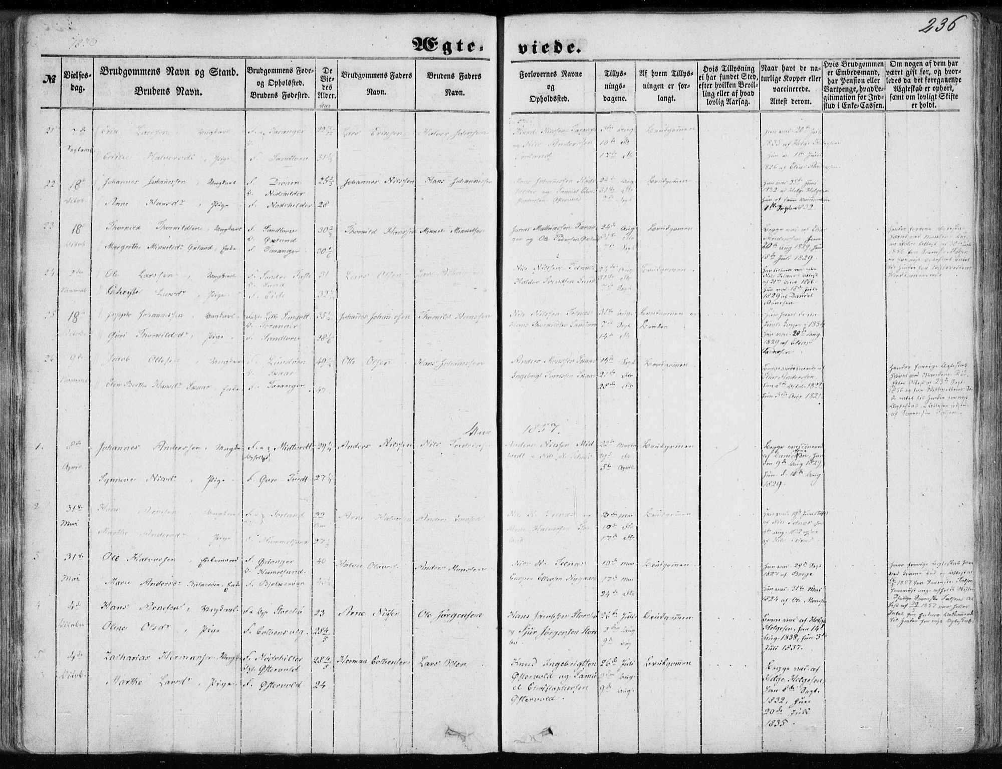 Sund sokneprestembete, SAB/A-99930: Parish register (official) no. A 14, 1850-1866, p. 236