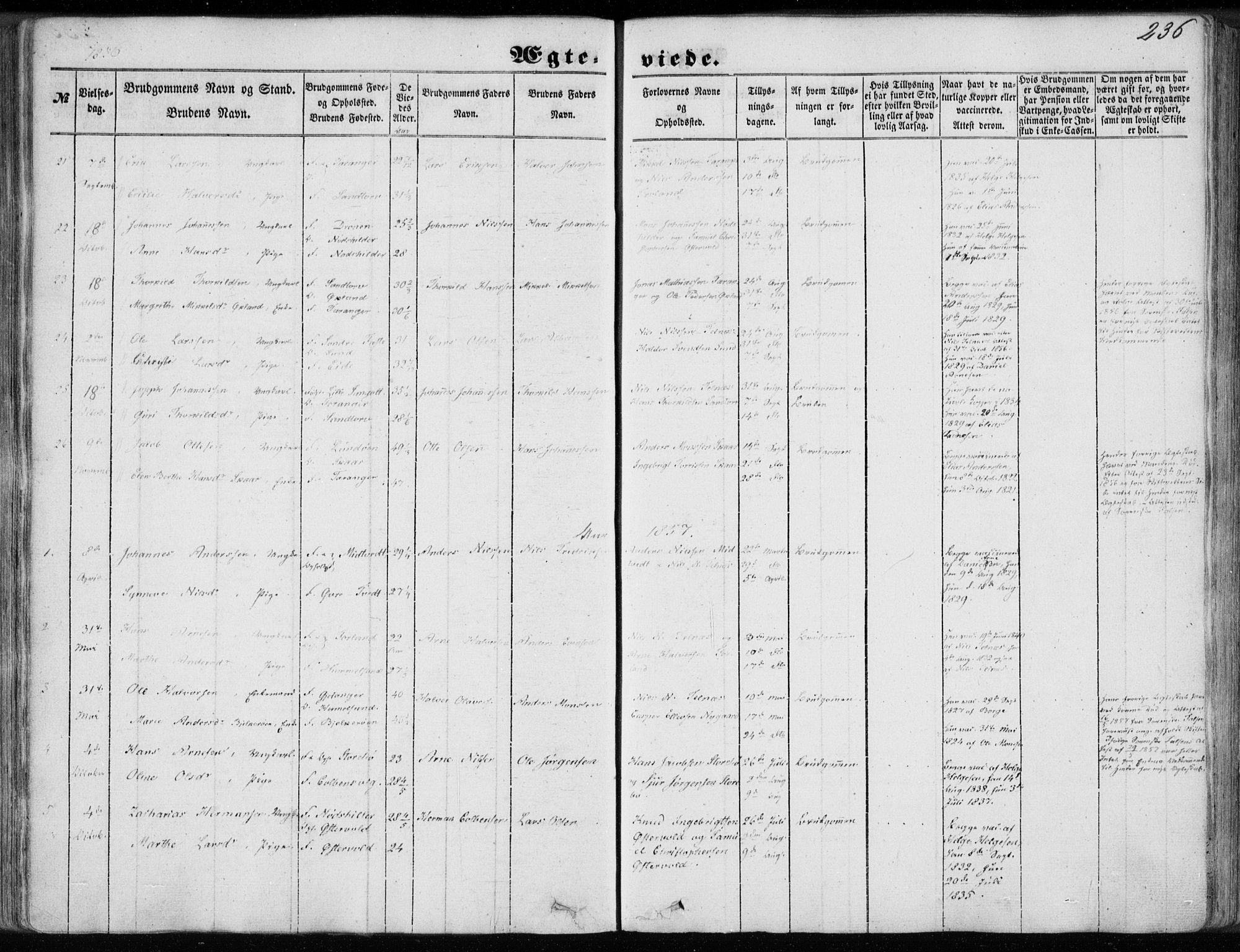 Sund sokneprestembete, AV/SAB-A-99930: Parish register (official) no. A 14, 1850-1866, p. 236