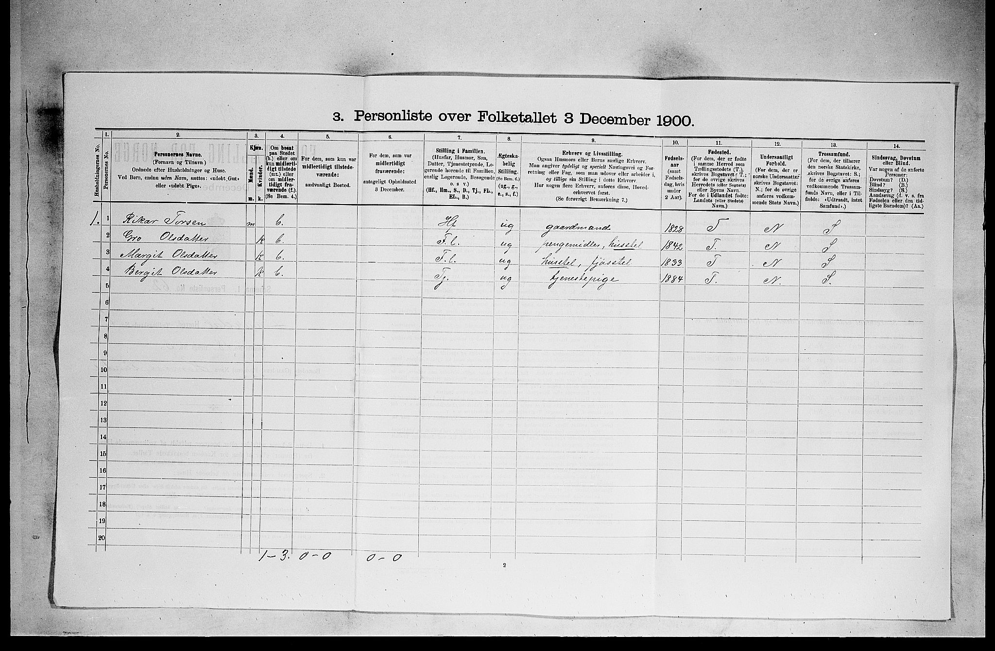 SAKO, 1900 census for Lårdal, 1900, p. 25