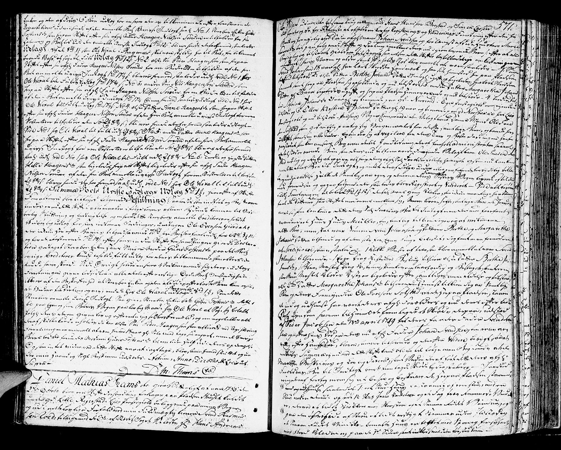 Lier, Røyken og Hurum sorenskriveri, AV/SAKO-A-89/H/Hc/L0006: Skifteprotokoll, 1773-1789, p. 570b-571a