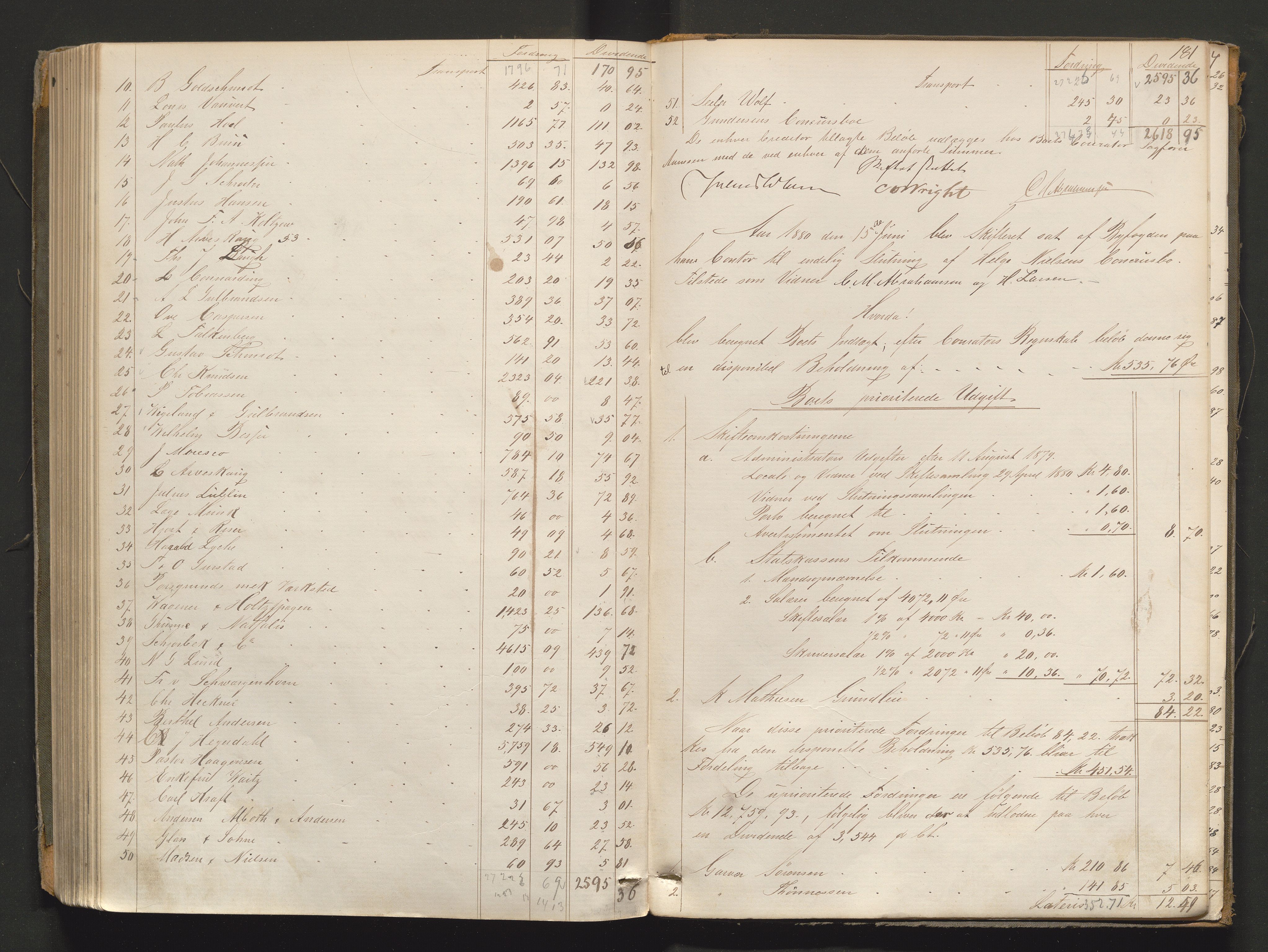 Porsgrunn byfogd, AV/SAKO-A-106/H/Hb/L0009: Skifteprotokoll - E., 1863-1881, p. 180b-181a