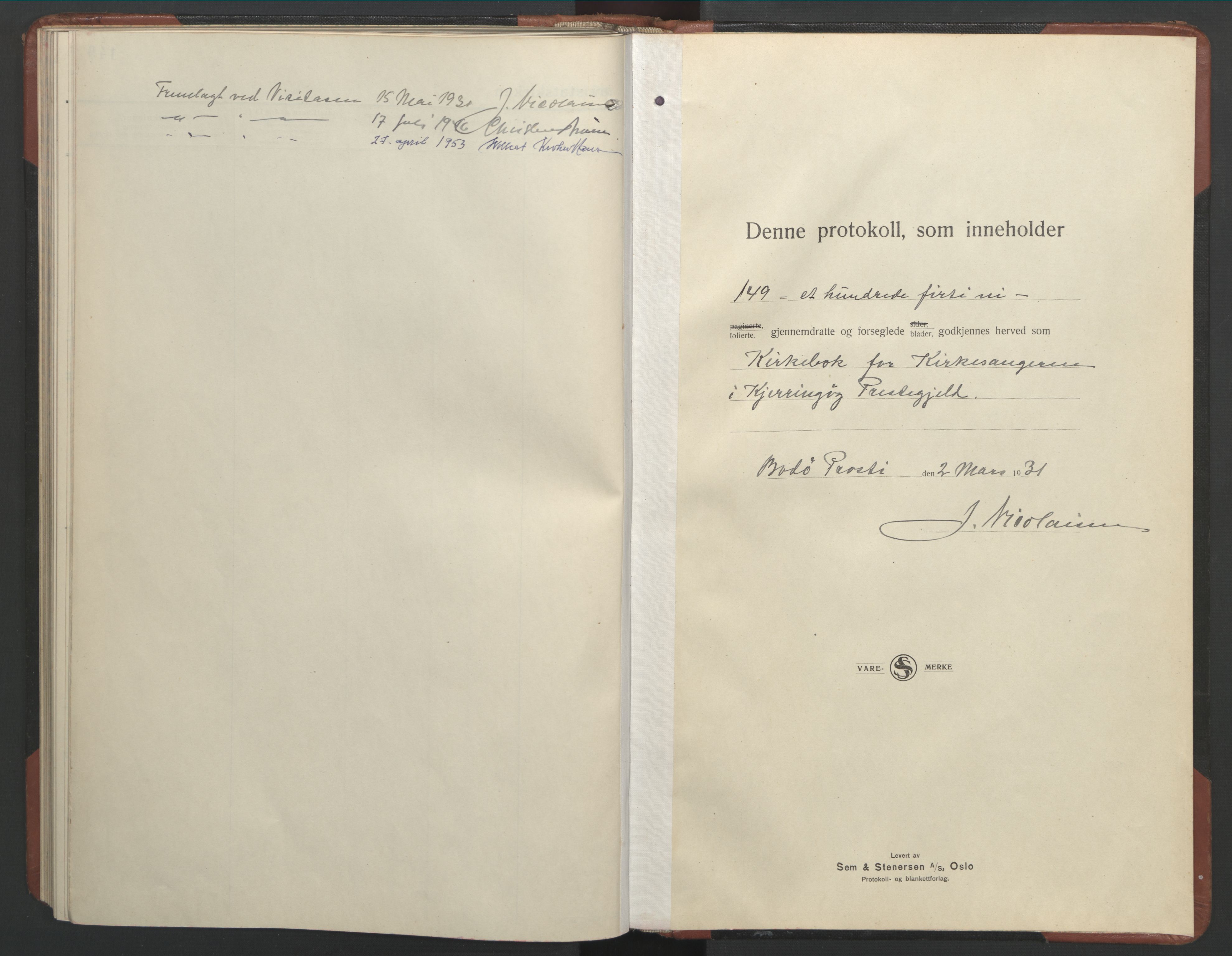 Ministerialprotokoller, klokkerbøker og fødselsregistre - Nordland, SAT/A-1459/803/L0078: Parish register (copy) no. 803C05, 1931-1952