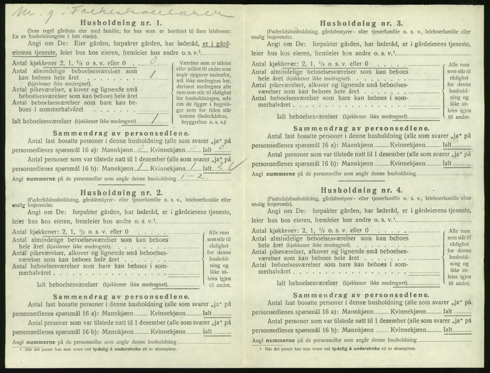 SAT, 1920 census for Veøy, 1920, p. 170
