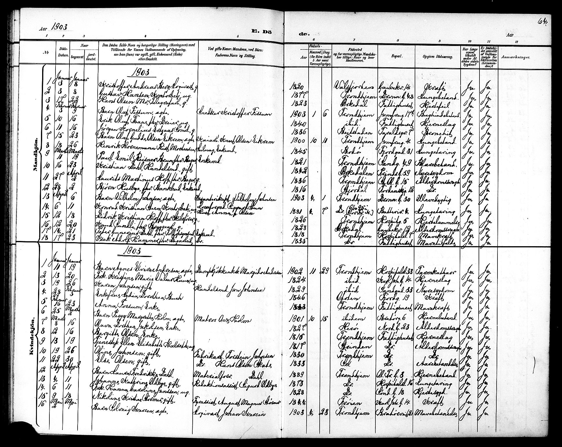 Ministerialprotokoller, klokkerbøker og fødselsregistre - Sør-Trøndelag, SAT/A-1456/602/L0144: Parish register (copy) no. 602C12, 1897-1905, p. 64