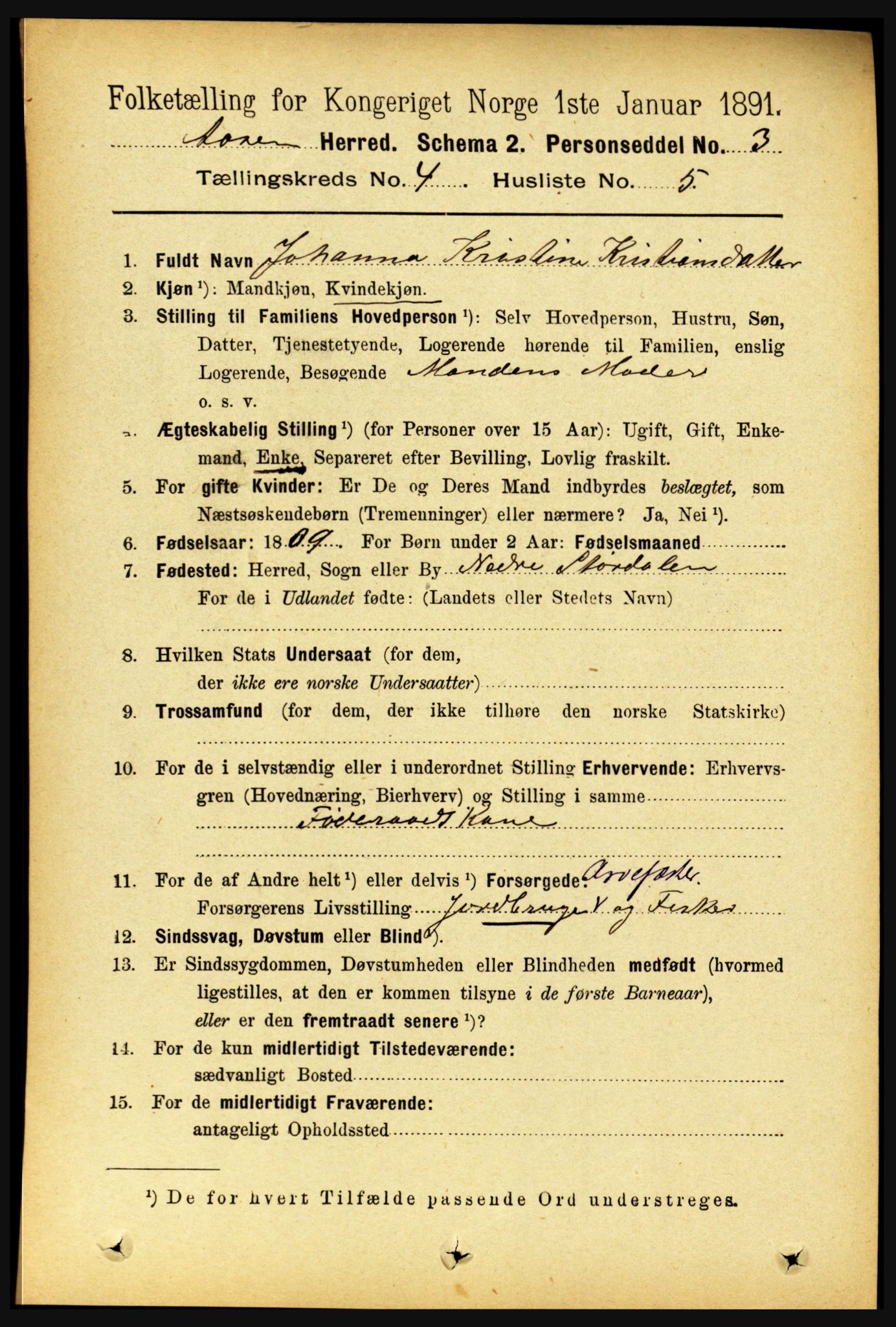 RA, 1891 census for 1716 Åsen, 1891, p. 1435