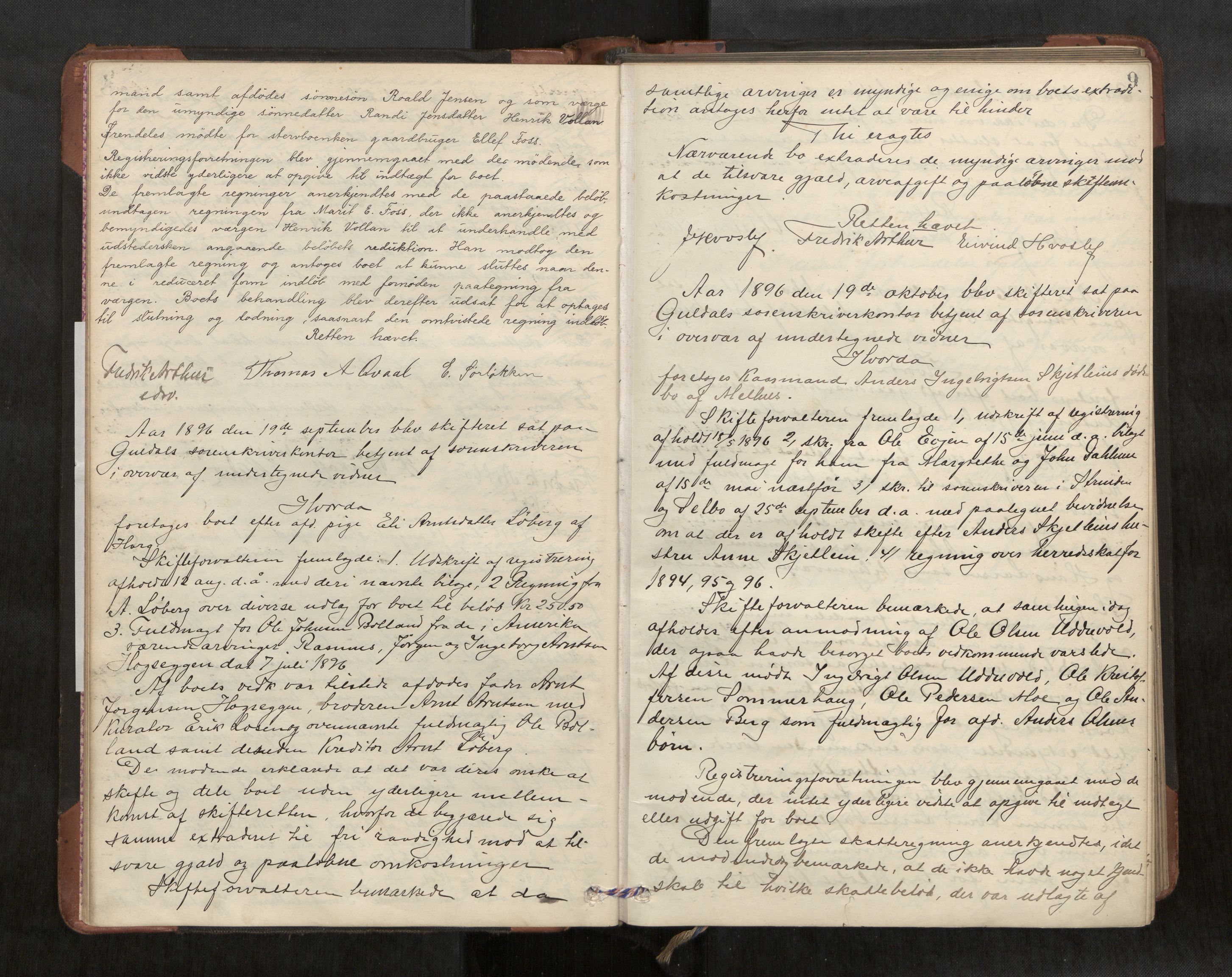 Gauldal sorenskriveri, AV/SAT-A-0014/1/3/3B/L0004: Skiftebehandlingsprotokoll, 1896-1905, p. 9