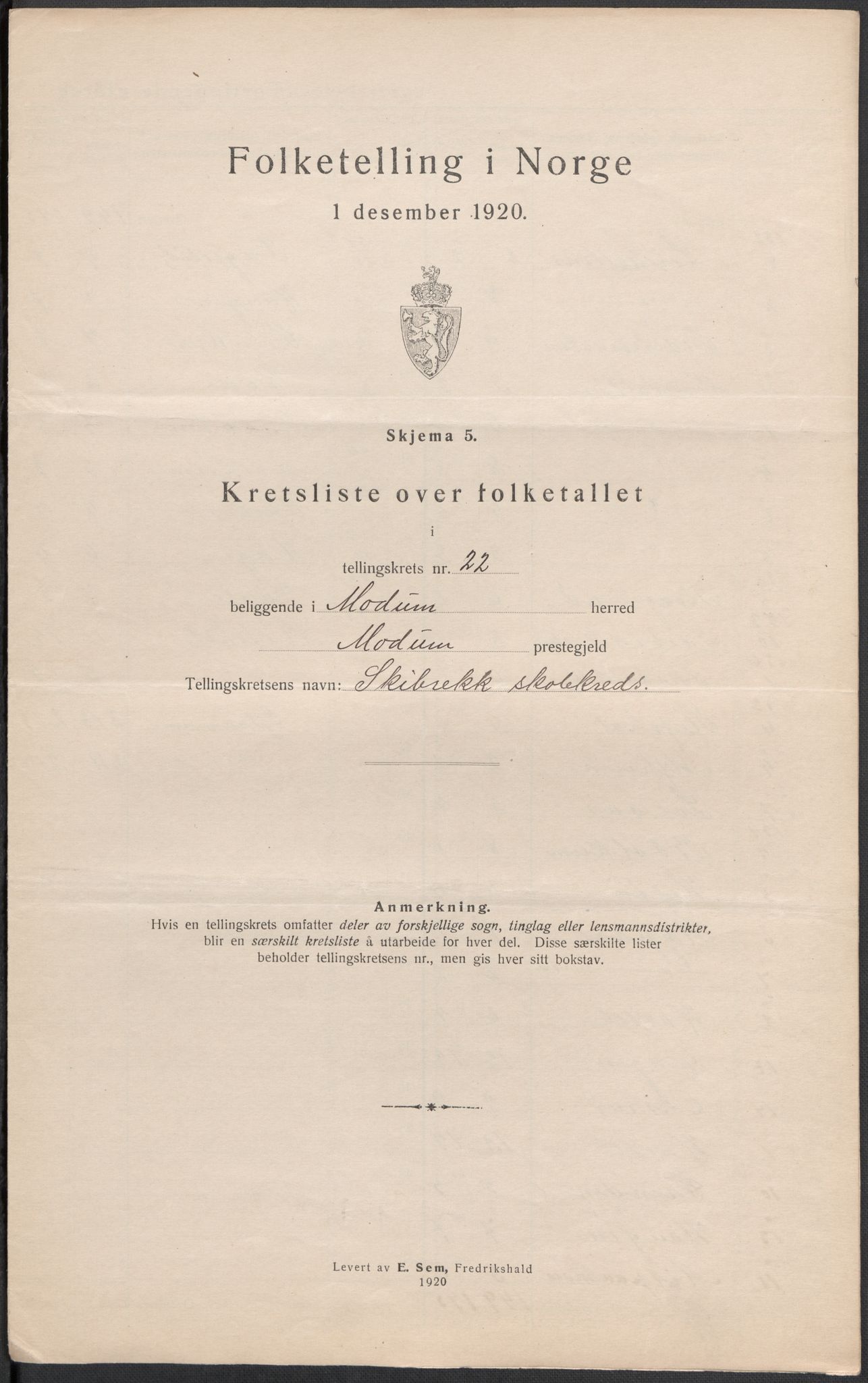 SAKO, 1920 census for Modum, 1920, p. 72