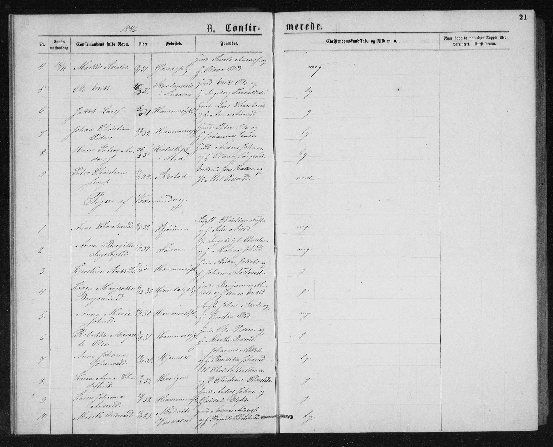 Ministerialprotokoller, klokkerbøker og fødselsregistre - Nord-Trøndelag, SAT/A-1458/768/L0567: Parish register (official) no. 768A02, 1837-1865, p. 21