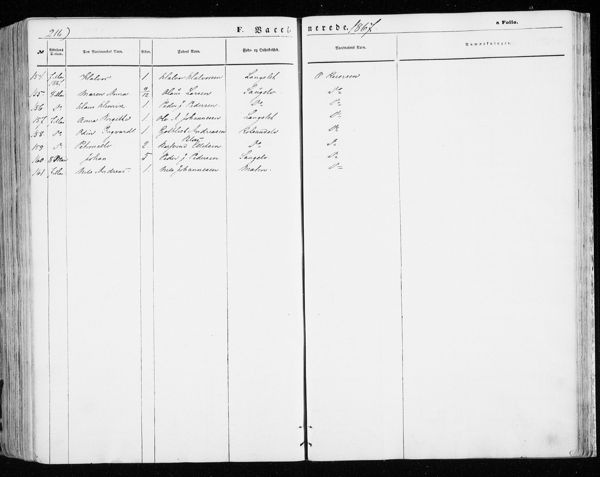 Skjervøy sokneprestkontor, SATØ/S-1300/H/Ha/Haa/L0007kirke: Parish register (official) no. 7, 1860-1870, p. 216