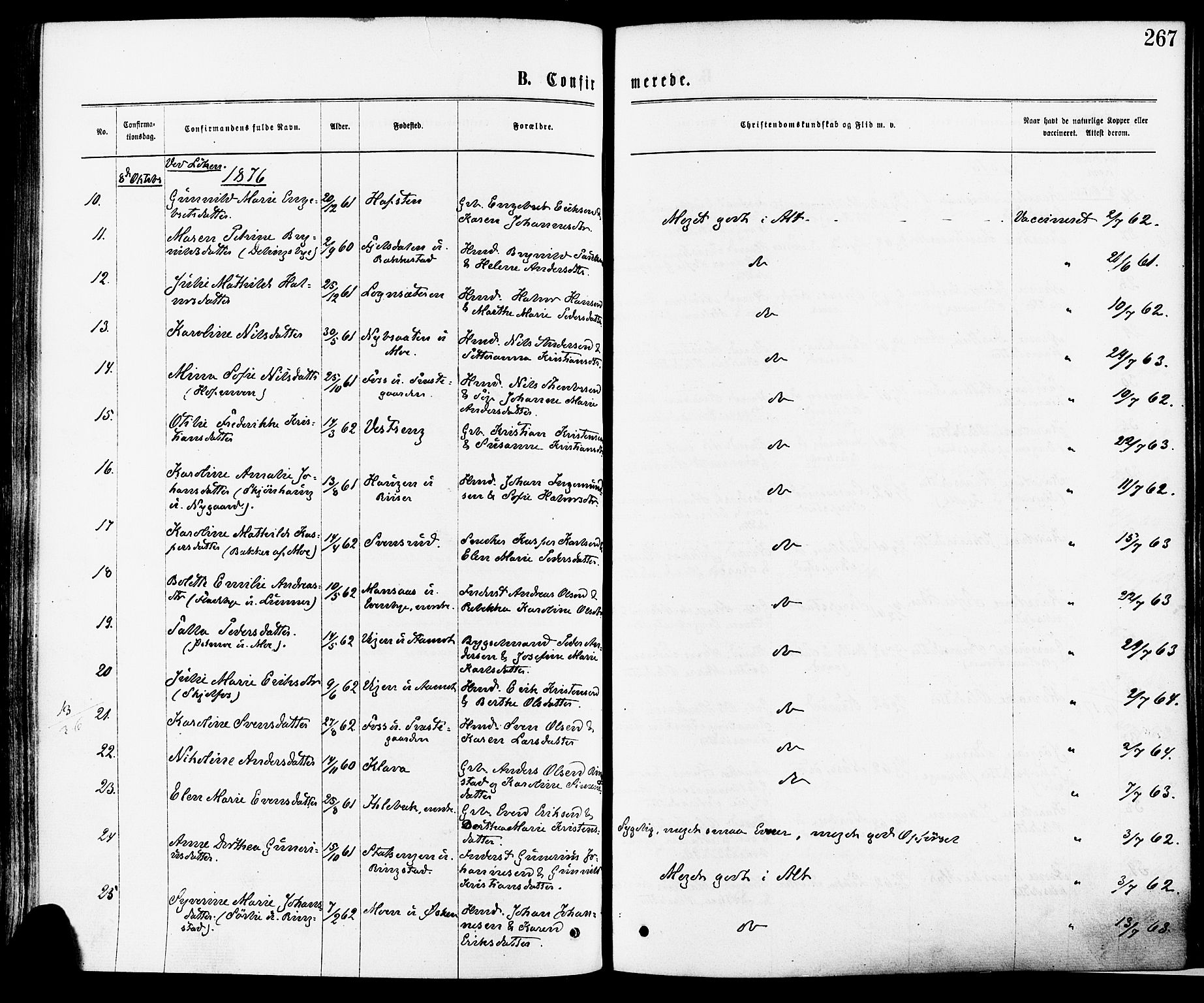 Høland prestekontor Kirkebøker, AV/SAO-A-10346a/F/Fa/L0012.a: Parish register (official) no. I 12A, 1869-1879, p. 267