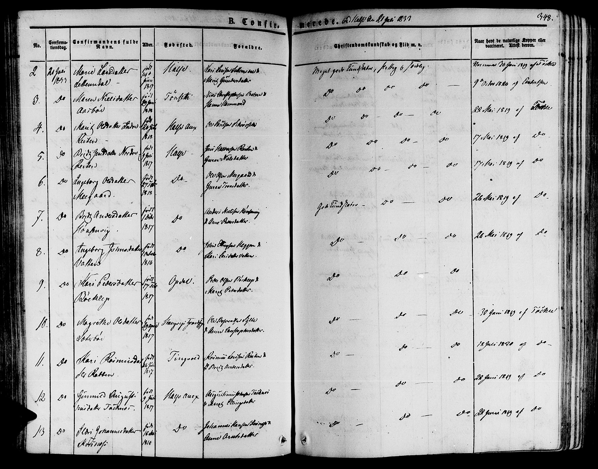 Ministerialprotokoller, klokkerbøker og fødselsregistre - Møre og Romsdal, AV/SAT-A-1454/592/L1025: Parish register (official) no. 592A03 /2, 1831-1849, p. 348