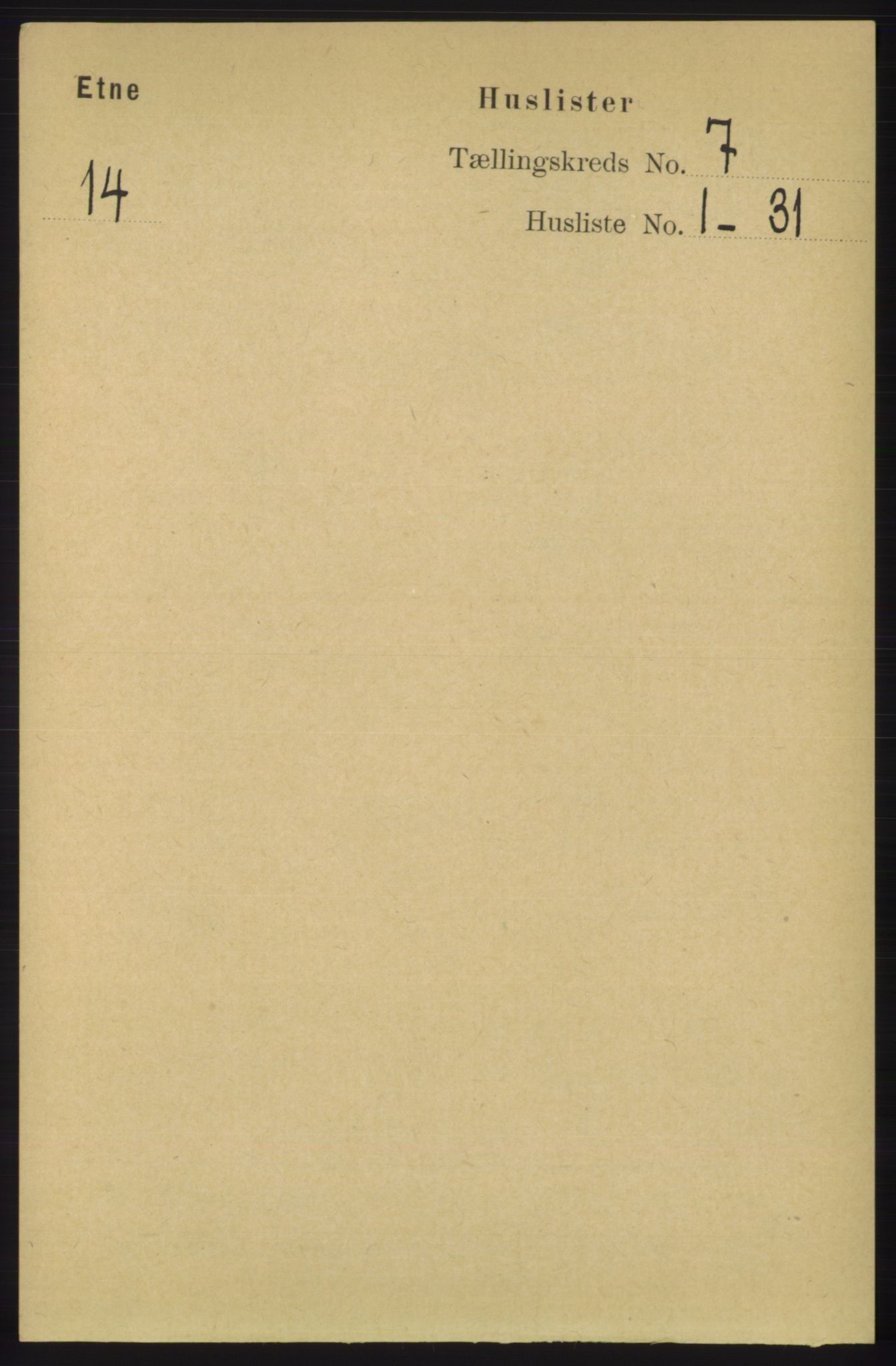 RA, 1891 census for 1211 Etne, 1891, p. 1359