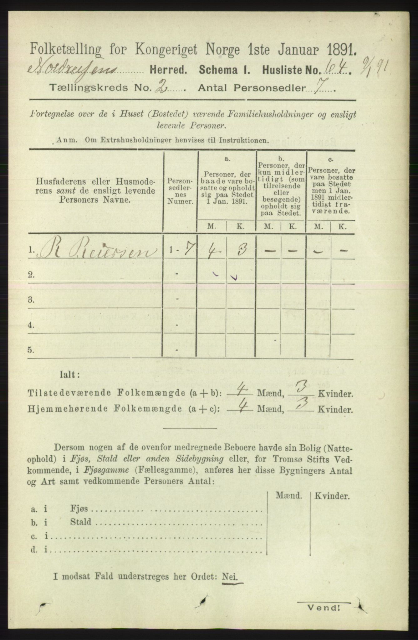 RA, 1891 census for 1942 Nordreisa, 1891, p. 765