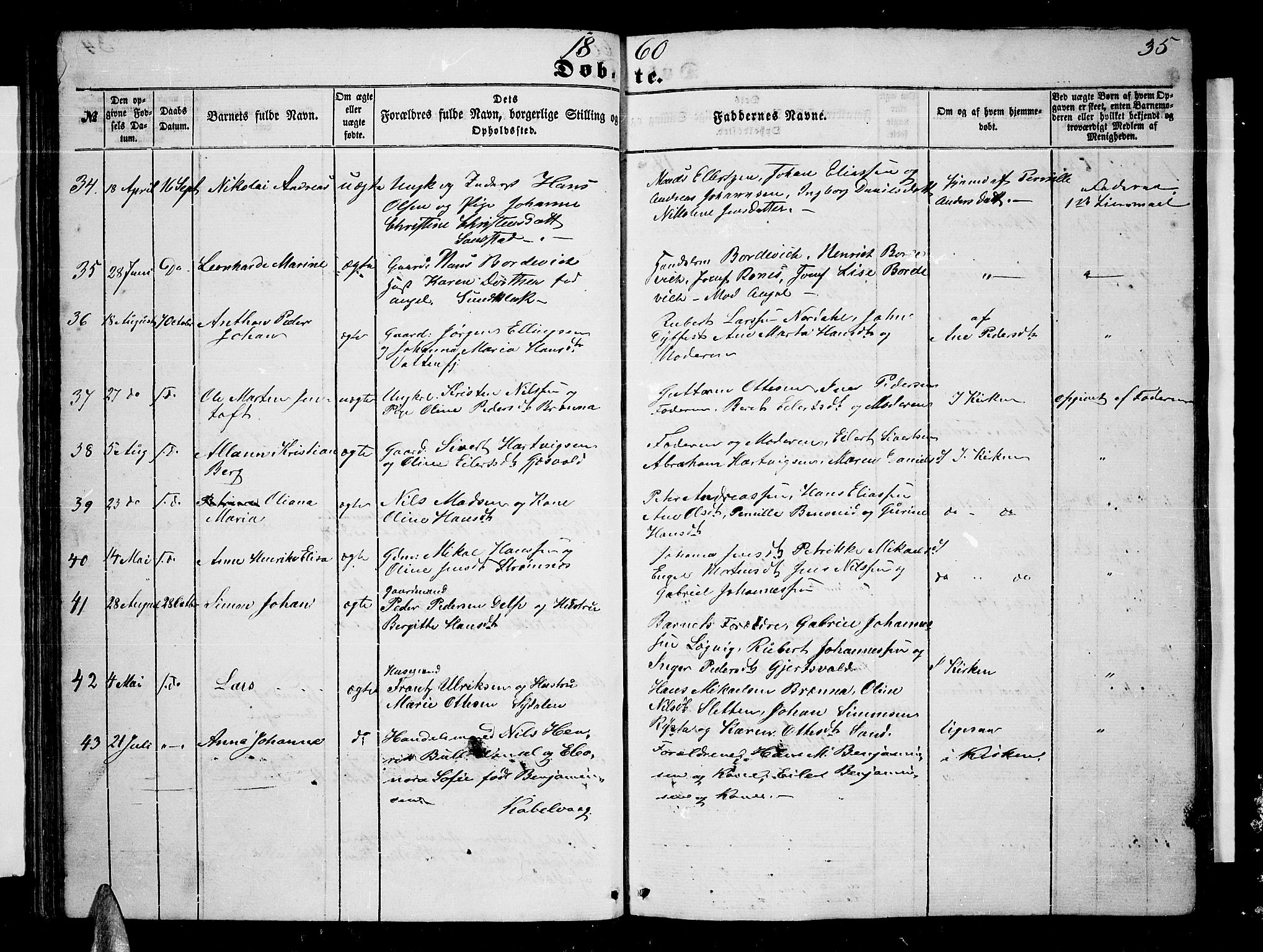 Ministerialprotokoller, klokkerbøker og fødselsregistre - Nordland, AV/SAT-A-1459/876/L1102: Parish register (copy) no. 876C01, 1852-1886, p. 35