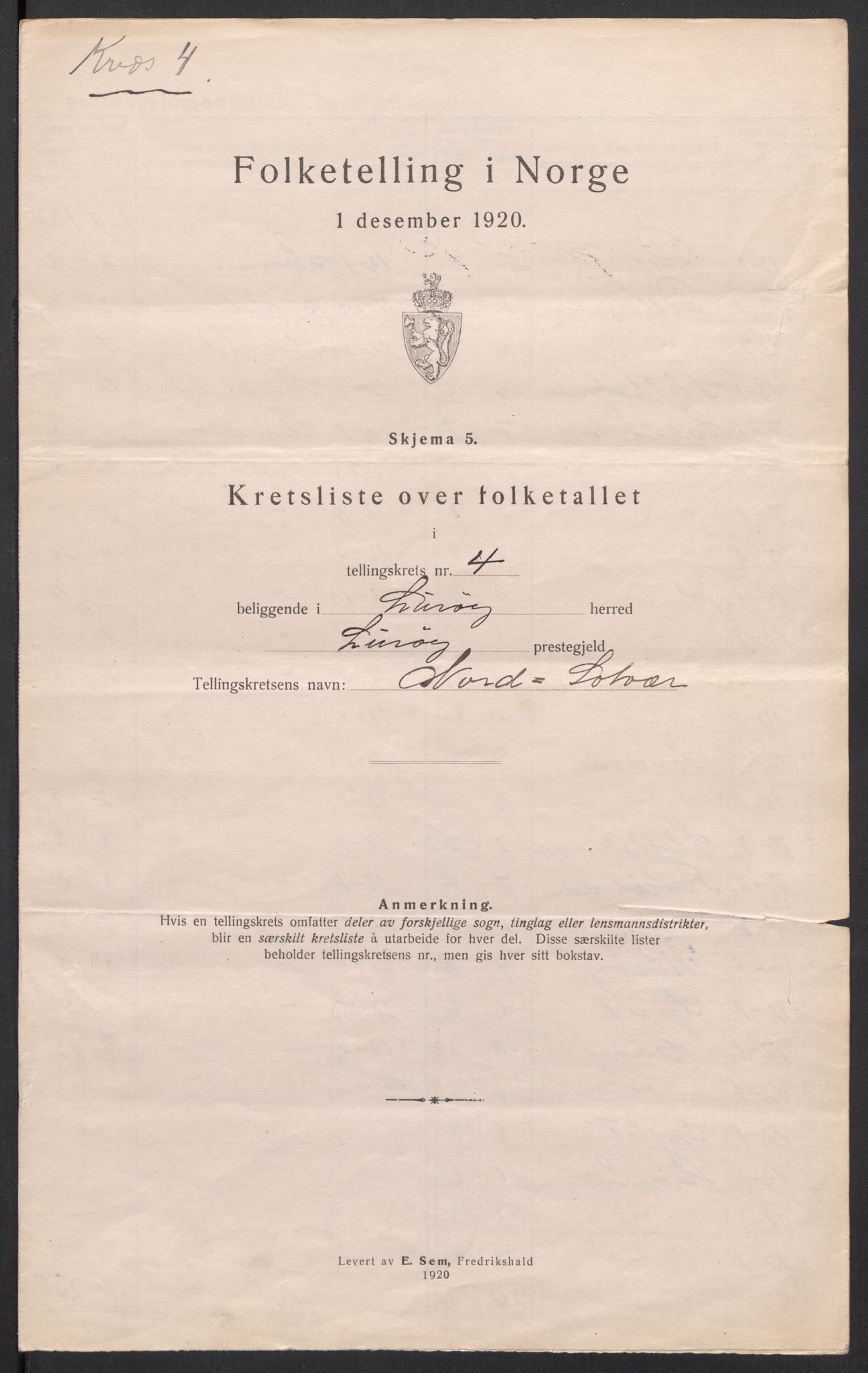 SAT, 1920 census for Lurøy, 1920, p. 18