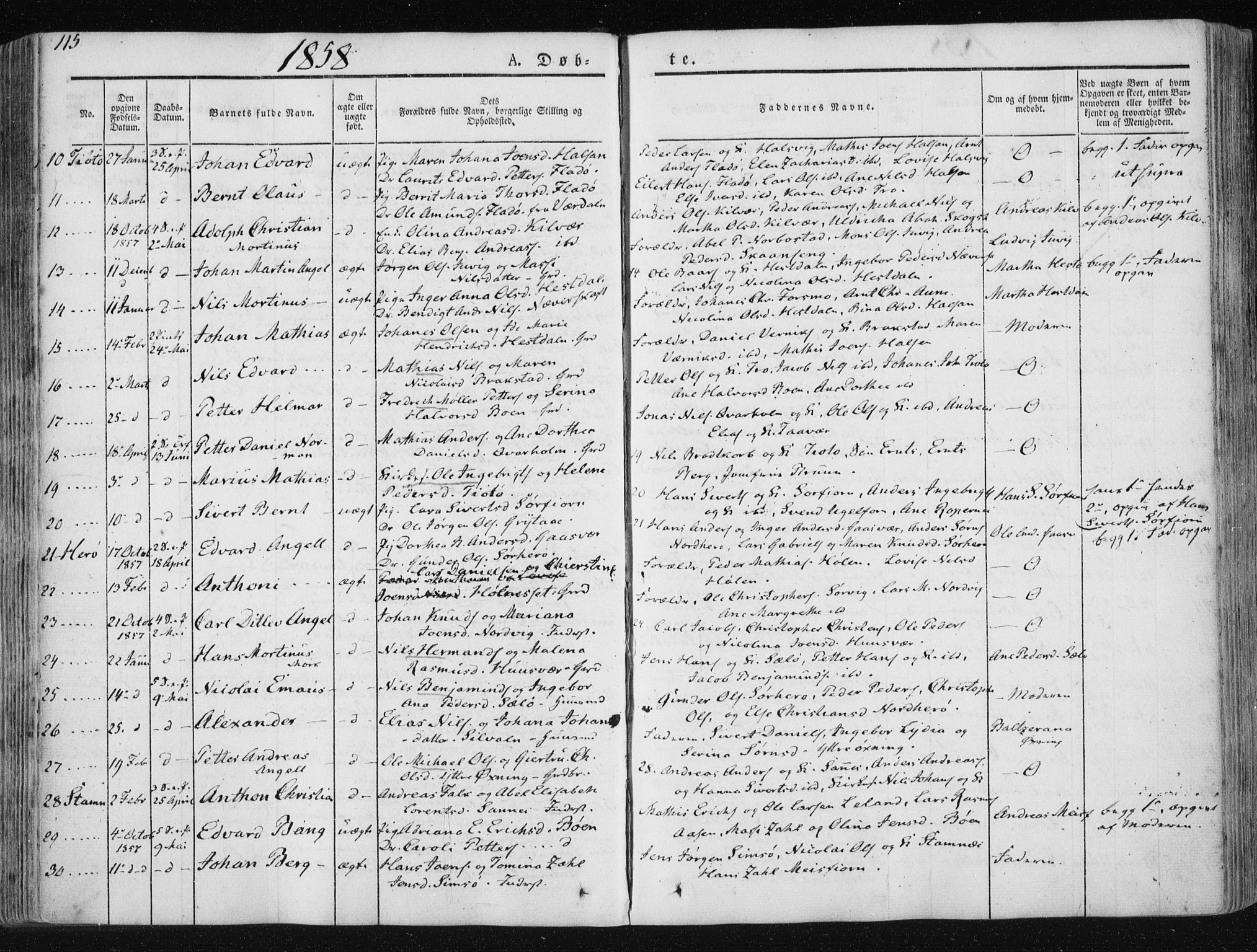 Ministerialprotokoller, klokkerbøker og fødselsregistre - Nordland, SAT/A-1459/830/L0446: Parish register (official) no. 830A10, 1831-1865, p. 115