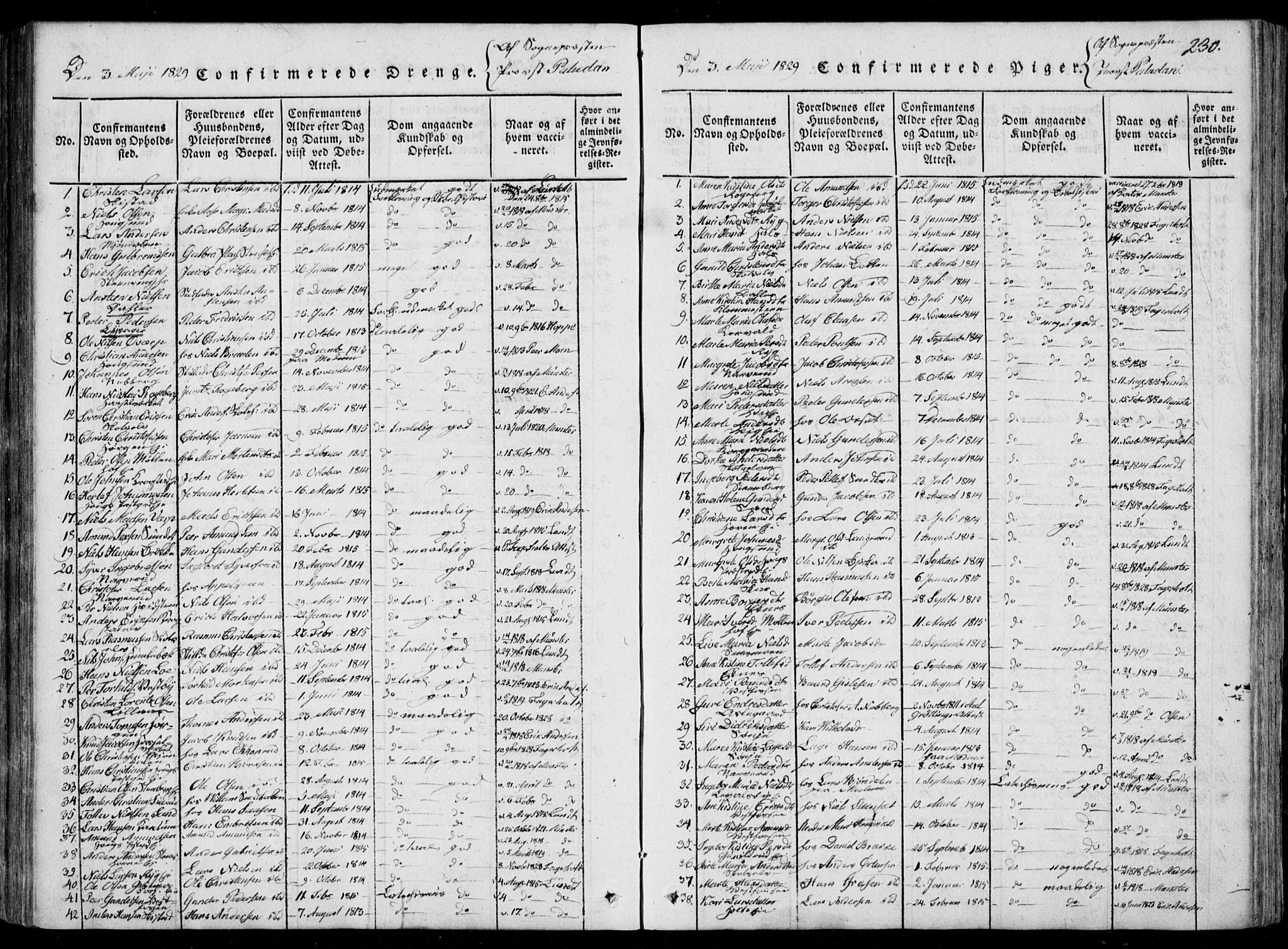 Eiker kirkebøker, SAKO/A-4/F/Fa/L0012: Parish register (official) no. I 12, 1827-1832, p. 230