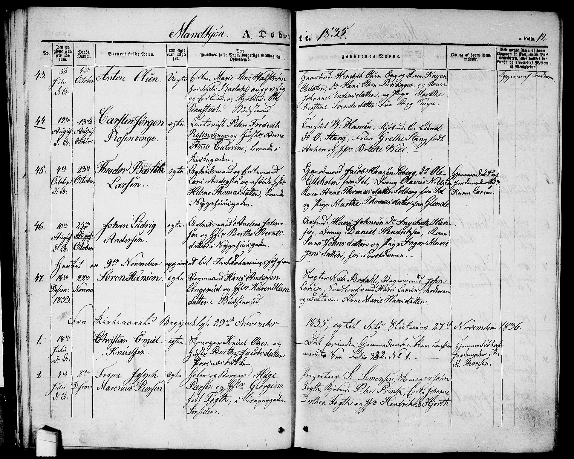 Halden prestekontor Kirkebøker, AV/SAO-A-10909/G/Ga/L0003: Parish register (copy) no. 3, 1834-1844, p. 12