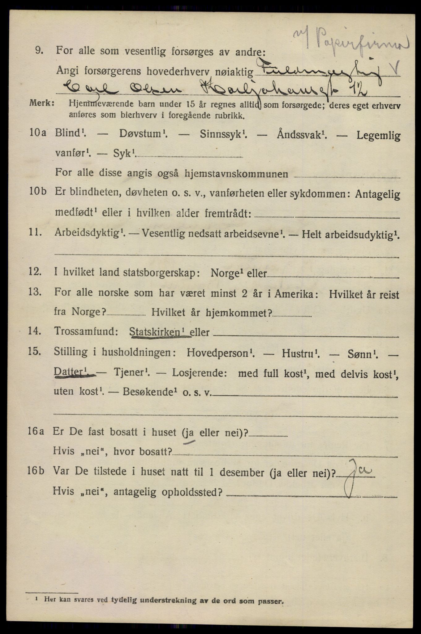 SAO, 1920 census for Kristiania, 1920, p. 295916