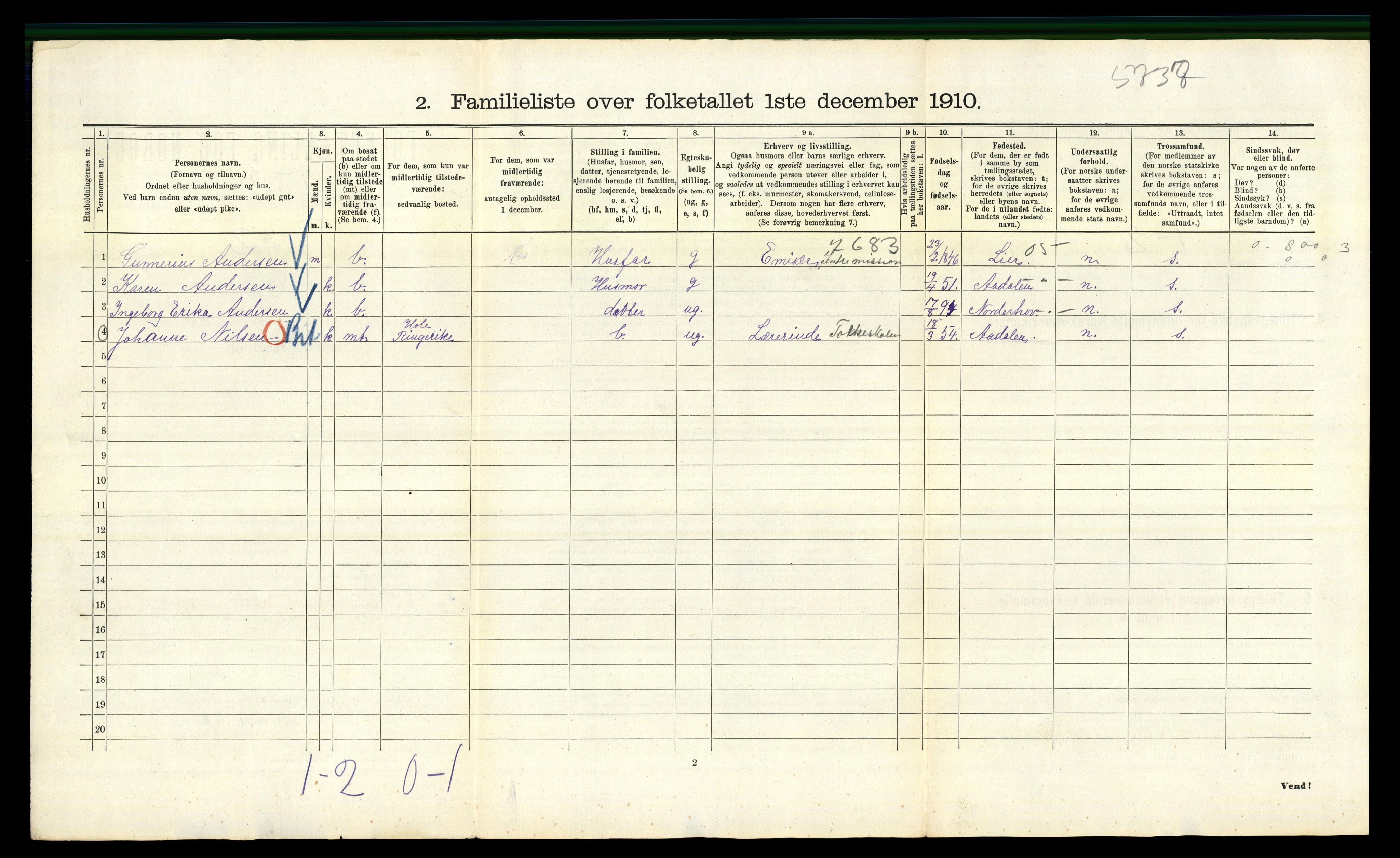 RA, 1910 census for Kristiania, 1910, p. 124694