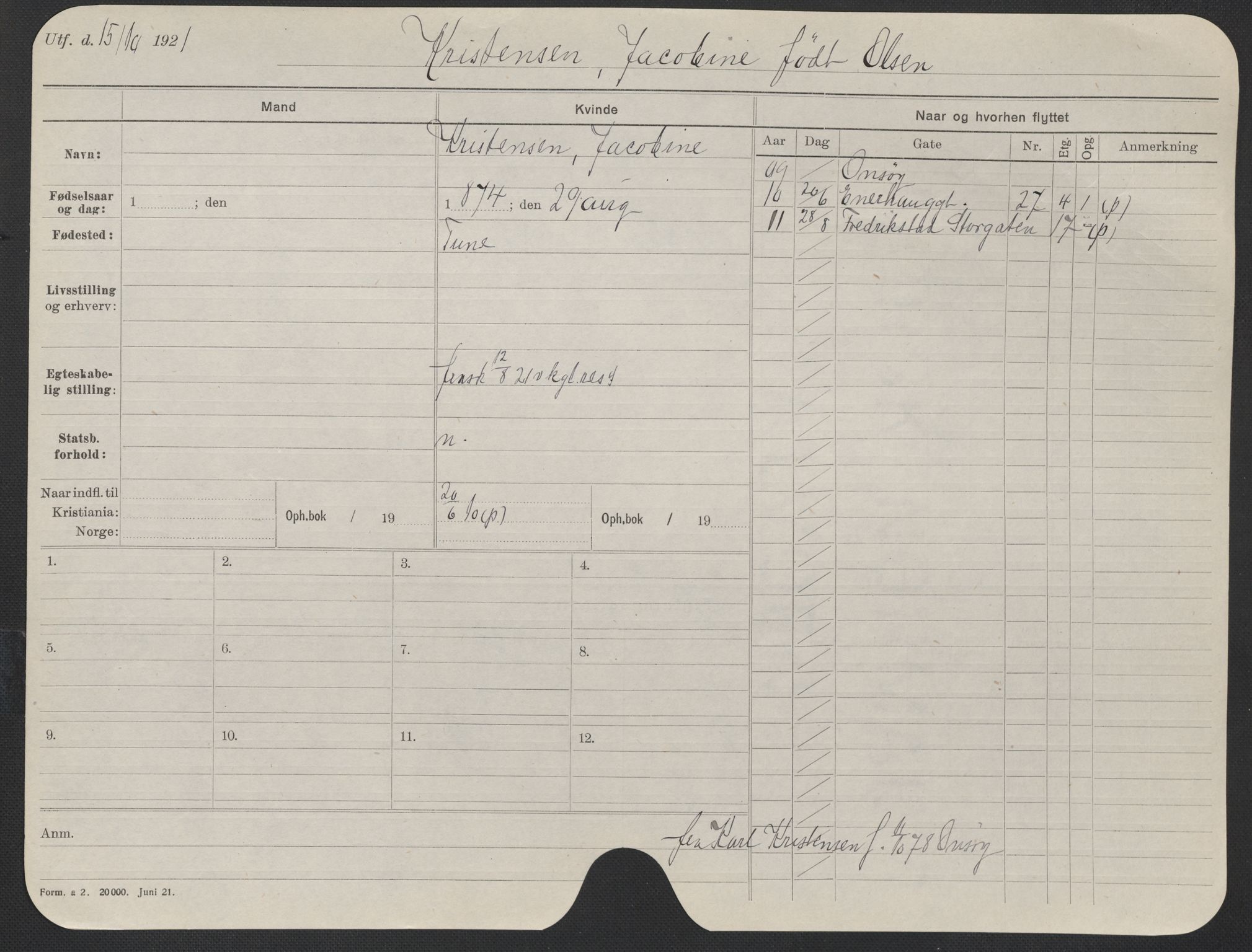 Oslo folkeregister, Registerkort, AV/SAO-A-11715/F/Fa/Fac/L0019: Kvinner, 1906-1914, p. 144a