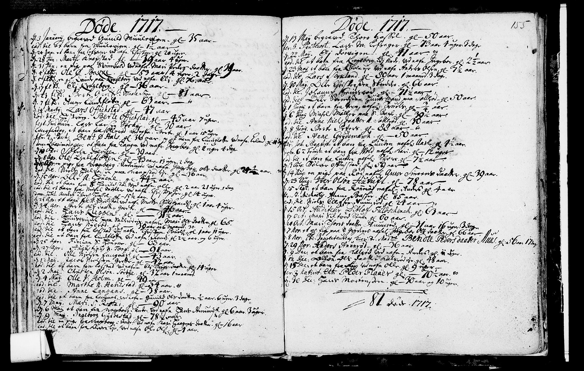 Våle kirkebøker, SAKO/A-334/F/Fa/L0002: Parish register (official) no. I 2, 1705-1732, p. 155