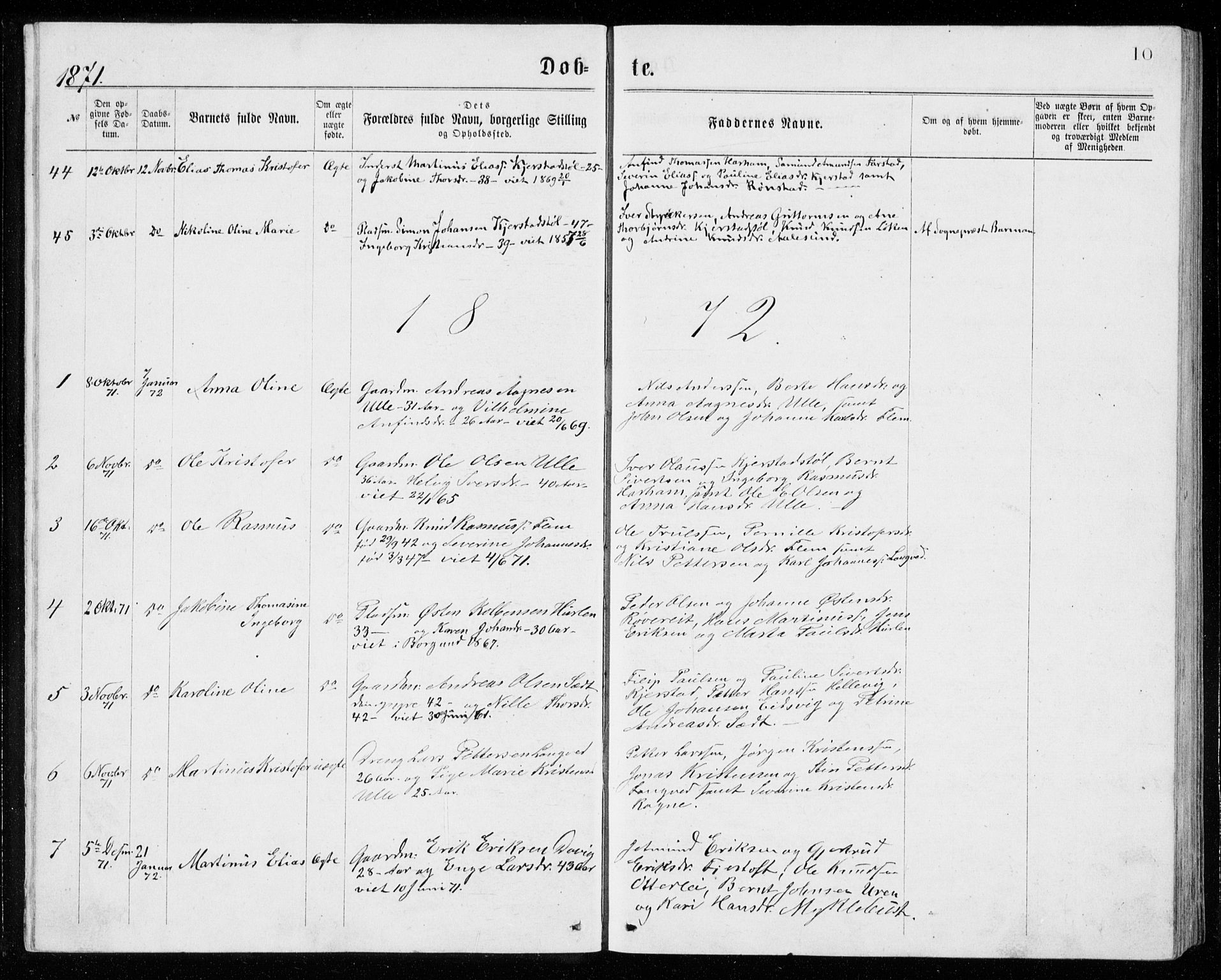 Ministerialprotokoller, klokkerbøker og fødselsregistre - Møre og Romsdal, SAT/A-1454/536/L0509: Parish register (copy) no. 536C04, 1871-1881, p. 10