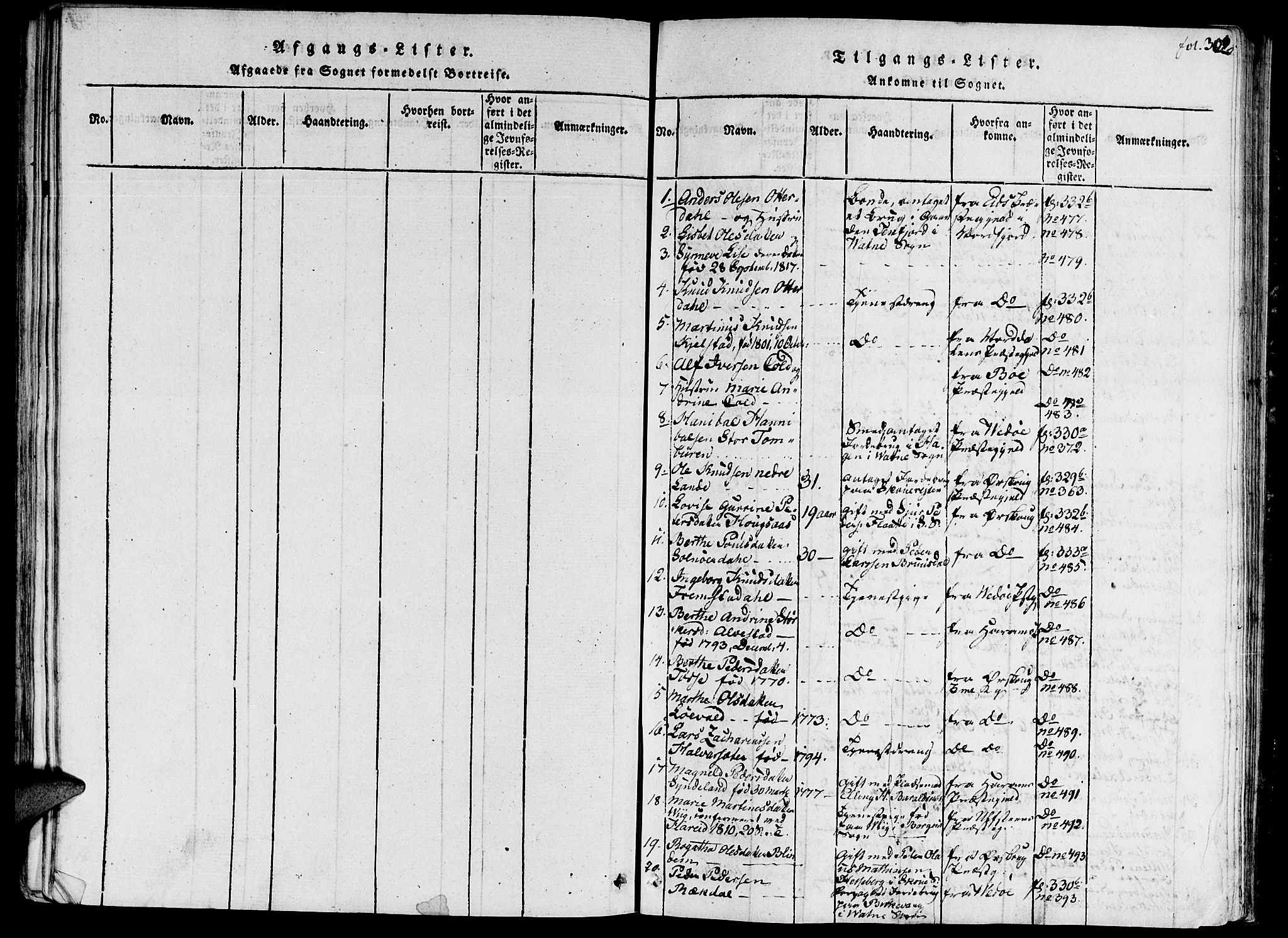 Ministerialprotokoller, klokkerbøker og fødselsregistre - Møre og Romsdal, SAT/A-1454/524/L0351: Parish register (official) no. 524A03, 1816-1838, p. 302