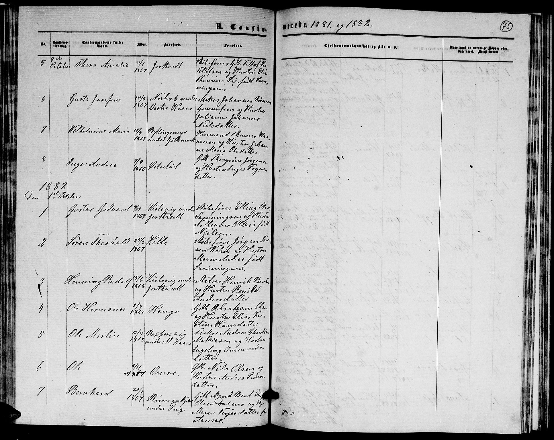 Hommedal sokneprestkontor, AV/SAK-1111-0023/F/Fb/Fba/L0003: Parish register (copy) no. B 3, 1863-1884, p. 75