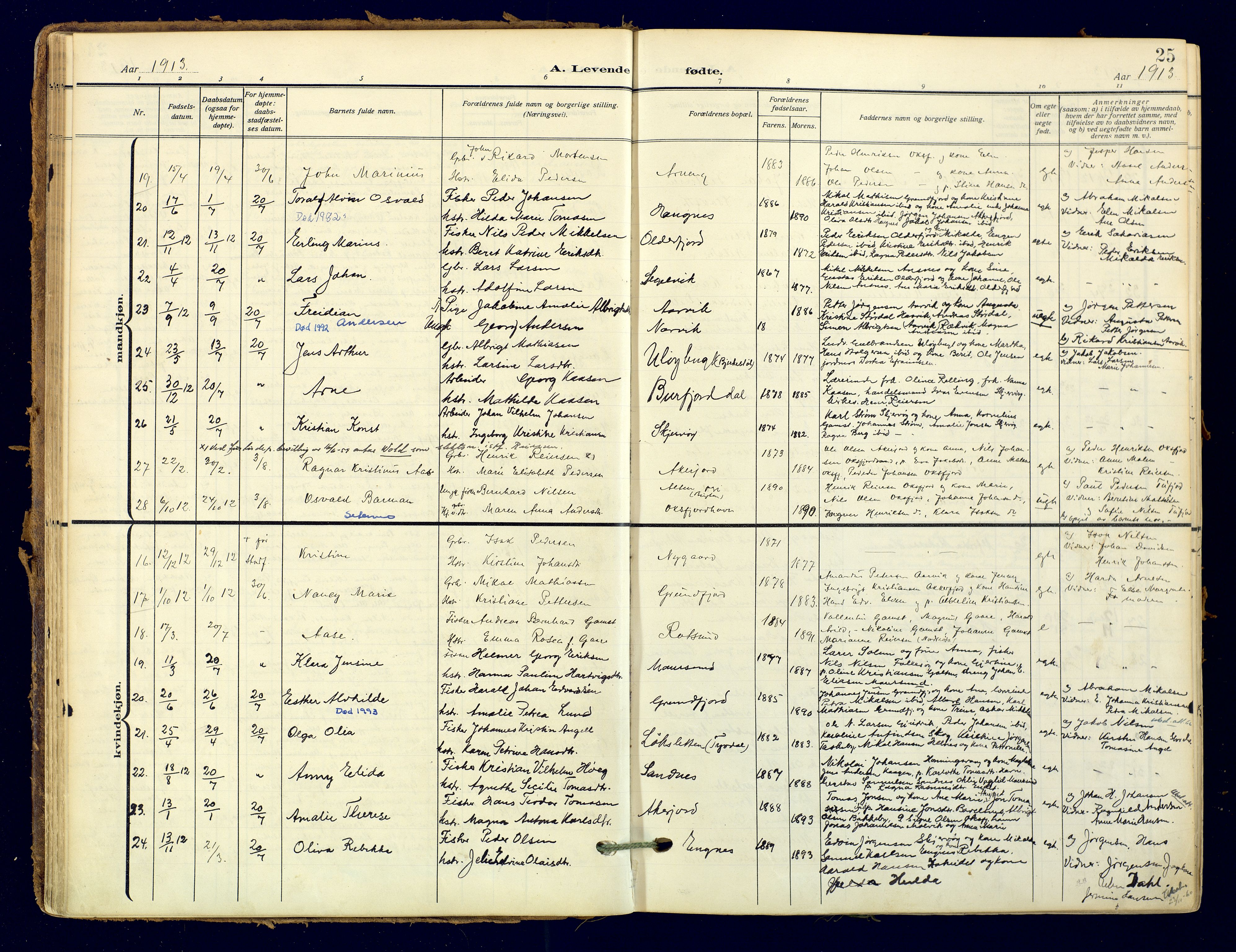 Skjervøy sokneprestkontor, AV/SATØ-S-1300/H/Ha/Haa: Parish register (official) no. 18, 1910-1926, p. 25