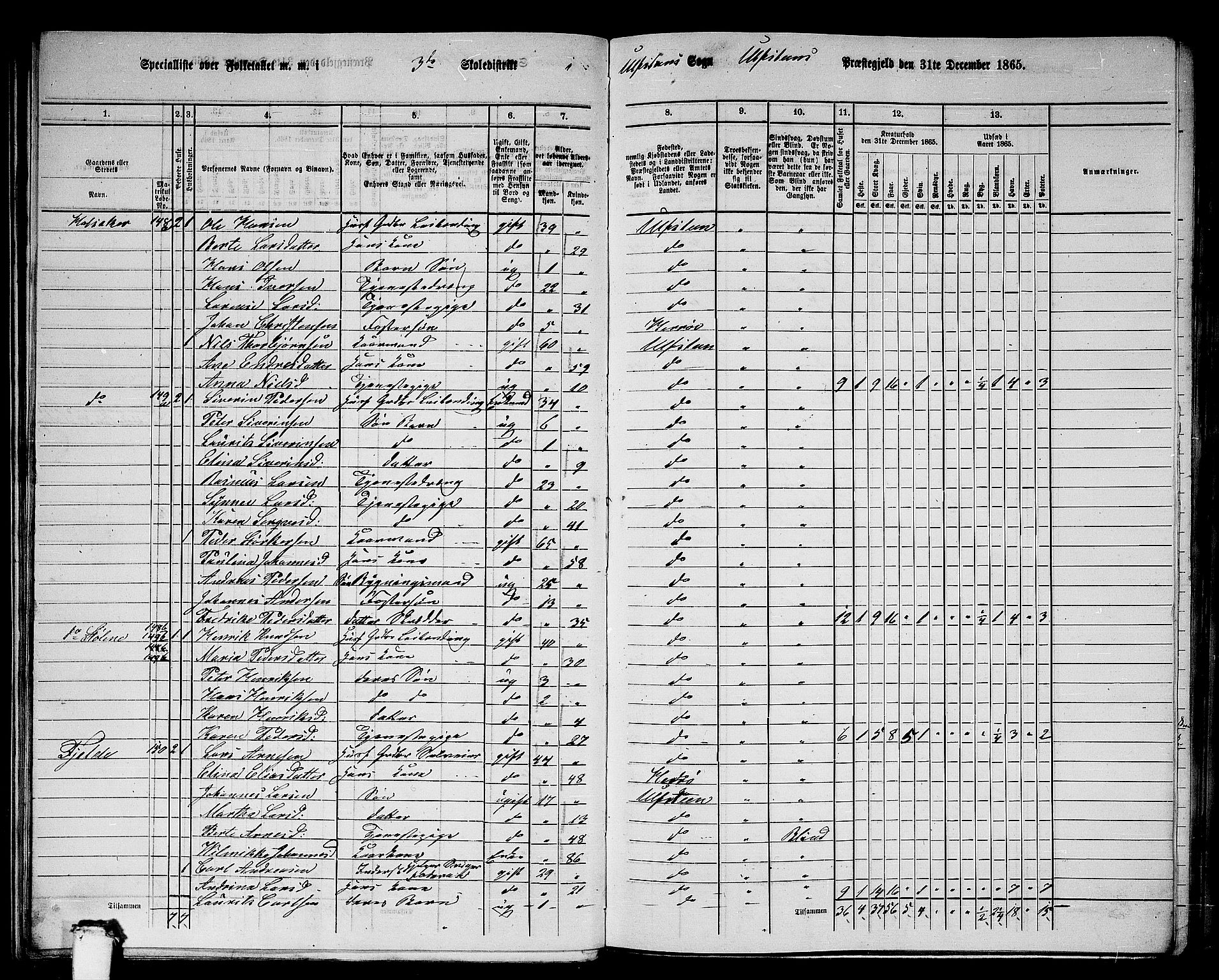 RA, 1865 census for Ulstein, 1865, p. 31