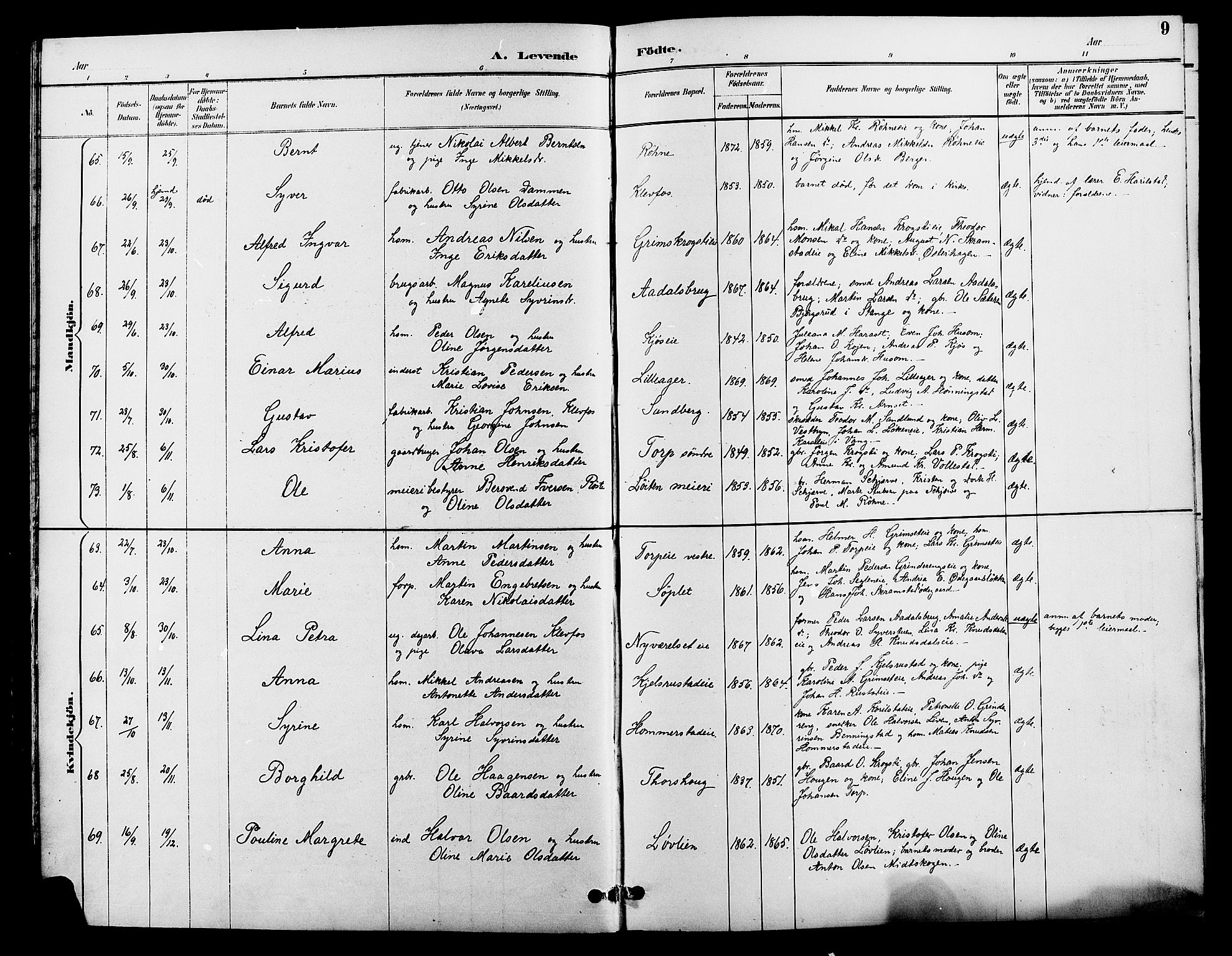 Løten prestekontor, AV/SAH-PREST-022/L/La/L0006: Parish register (copy) no. 6, 1892-1909, p. 9