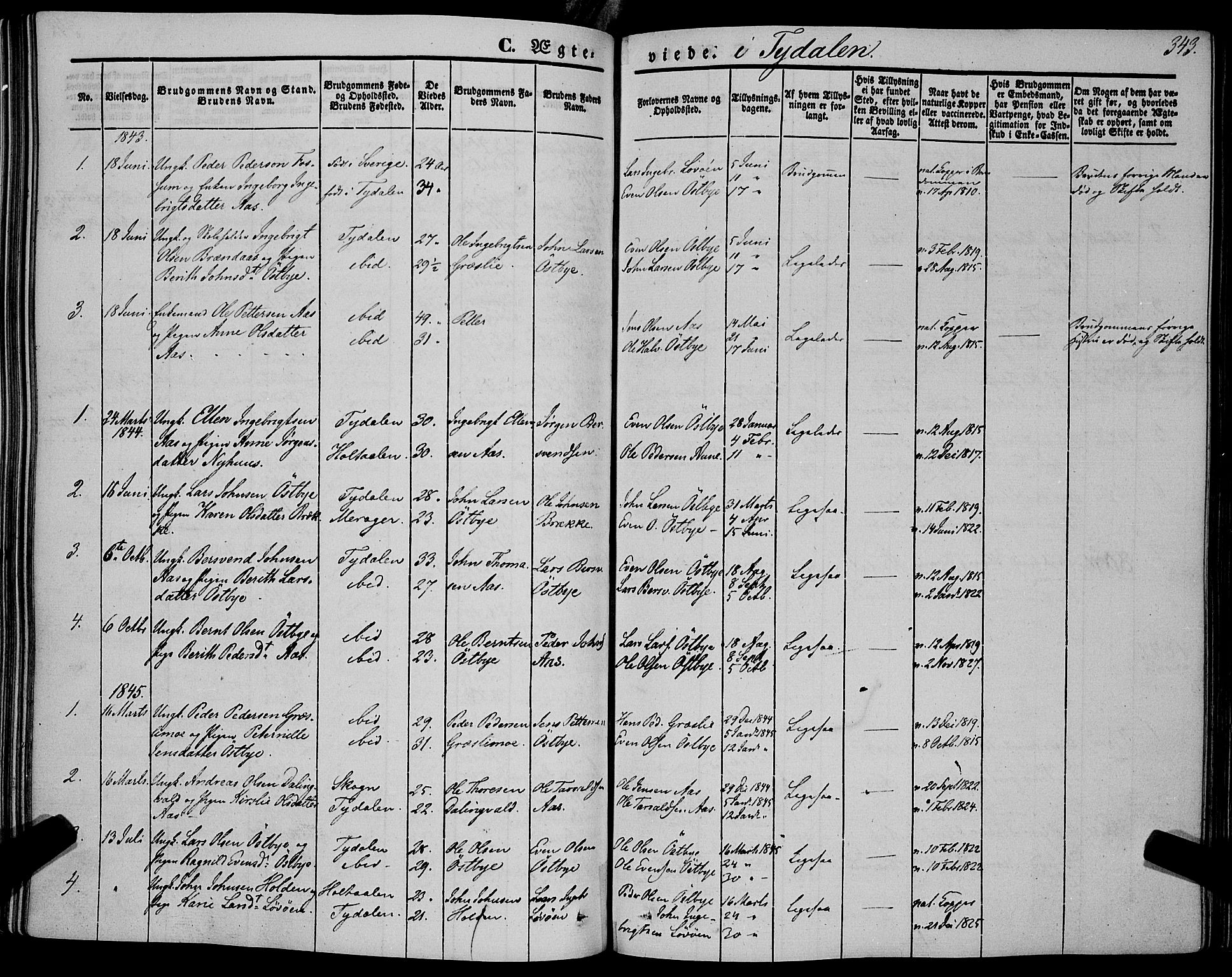 Ministerialprotokoller, klokkerbøker og fødselsregistre - Sør-Trøndelag, SAT/A-1456/695/L1146: Parish register (official) no. 695A06 /2, 1843-1859, p. 343