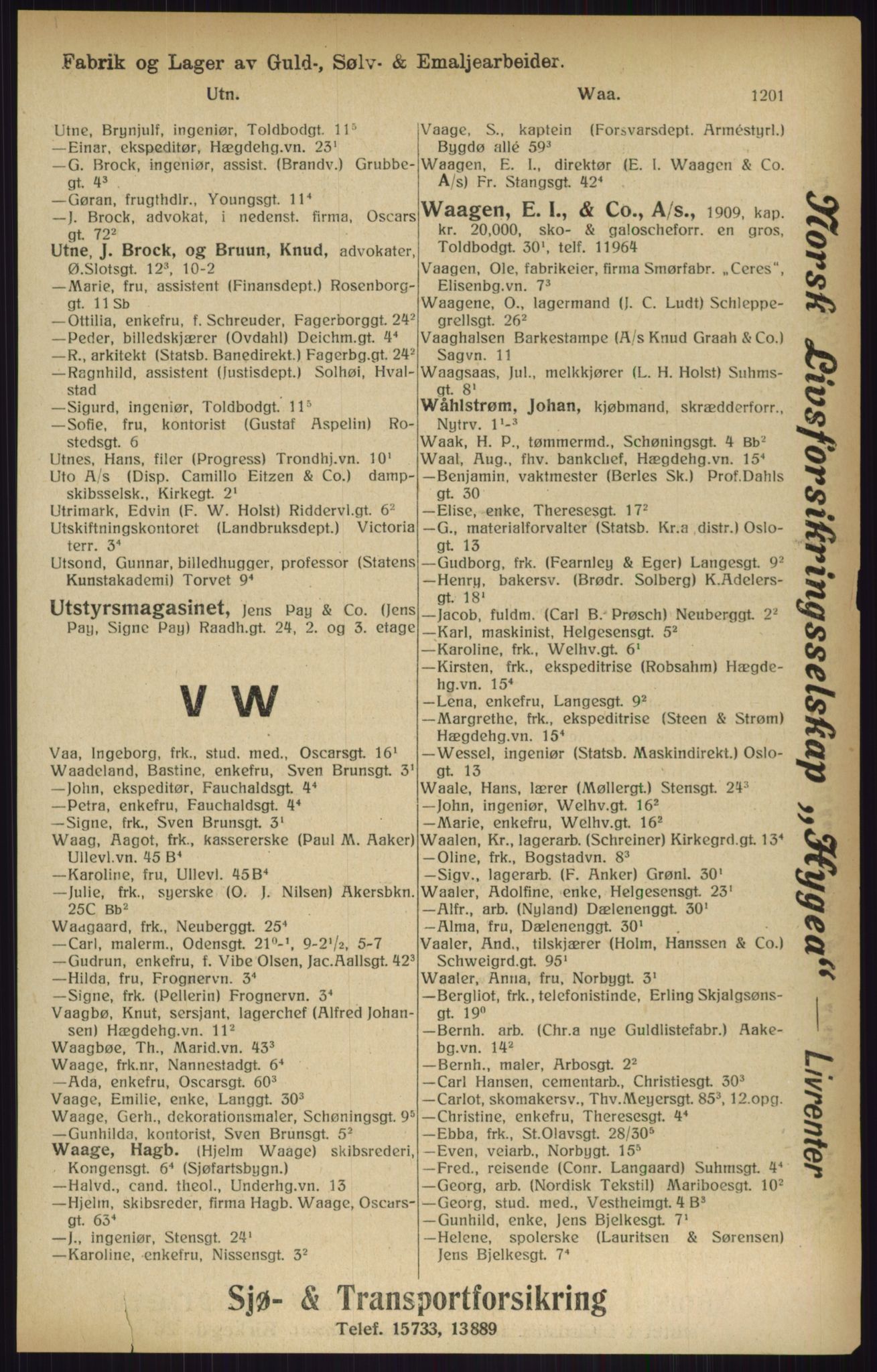 Kristiania/Oslo adressebok, PUBL/-, 1916, p. 1201