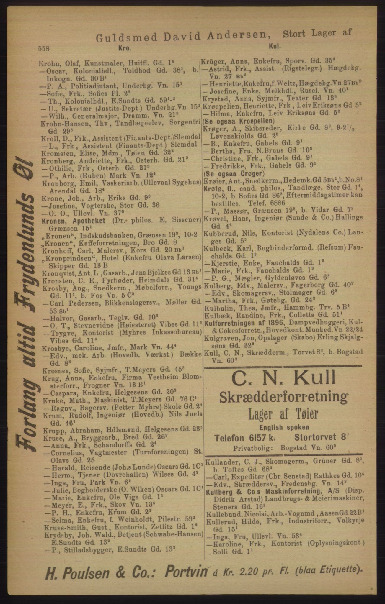 Kristiania/Oslo adressebok, PUBL/-, 1906, p. 558