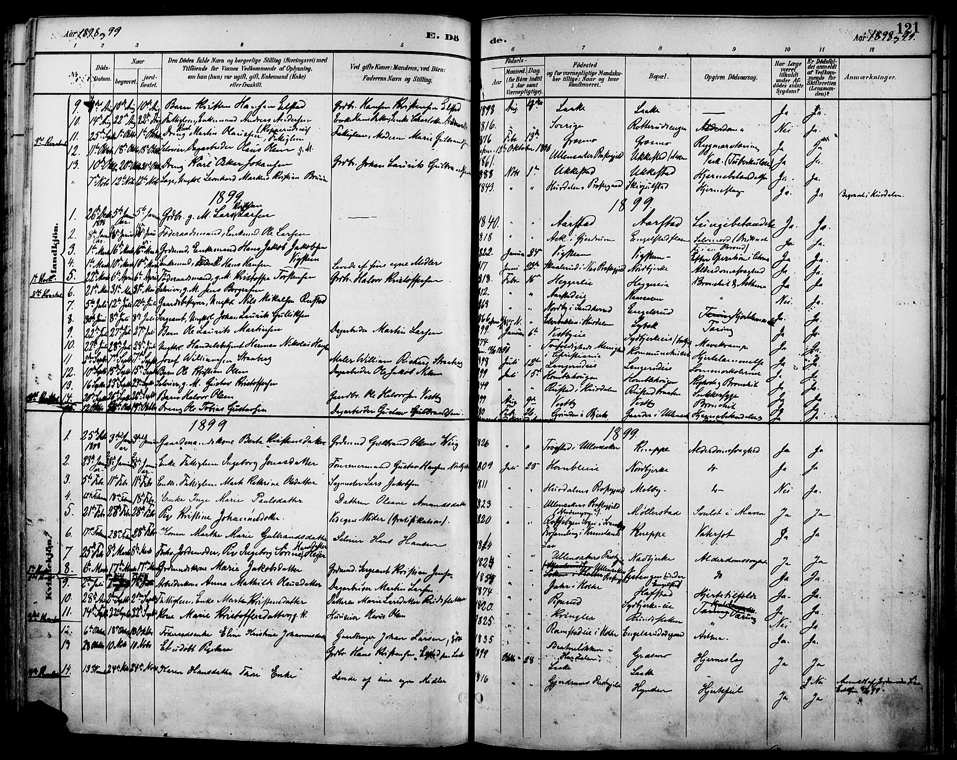 Nannestad prestekontor Kirkebøker, SAO/A-10414a/F/Fa/L0015: Parish register (official) no. I 15, 1891-1905, p. 121