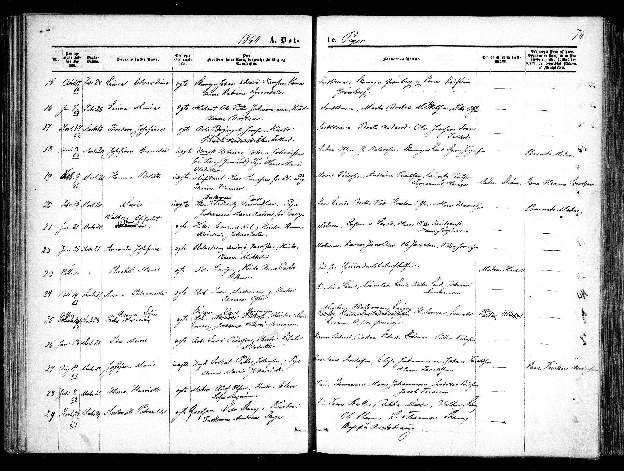 Halden prestekontor Kirkebøker, AV/SAO-A-10909/F/Fa/L0007: Parish register (official) no. I 7, 1857-1865, p. 76