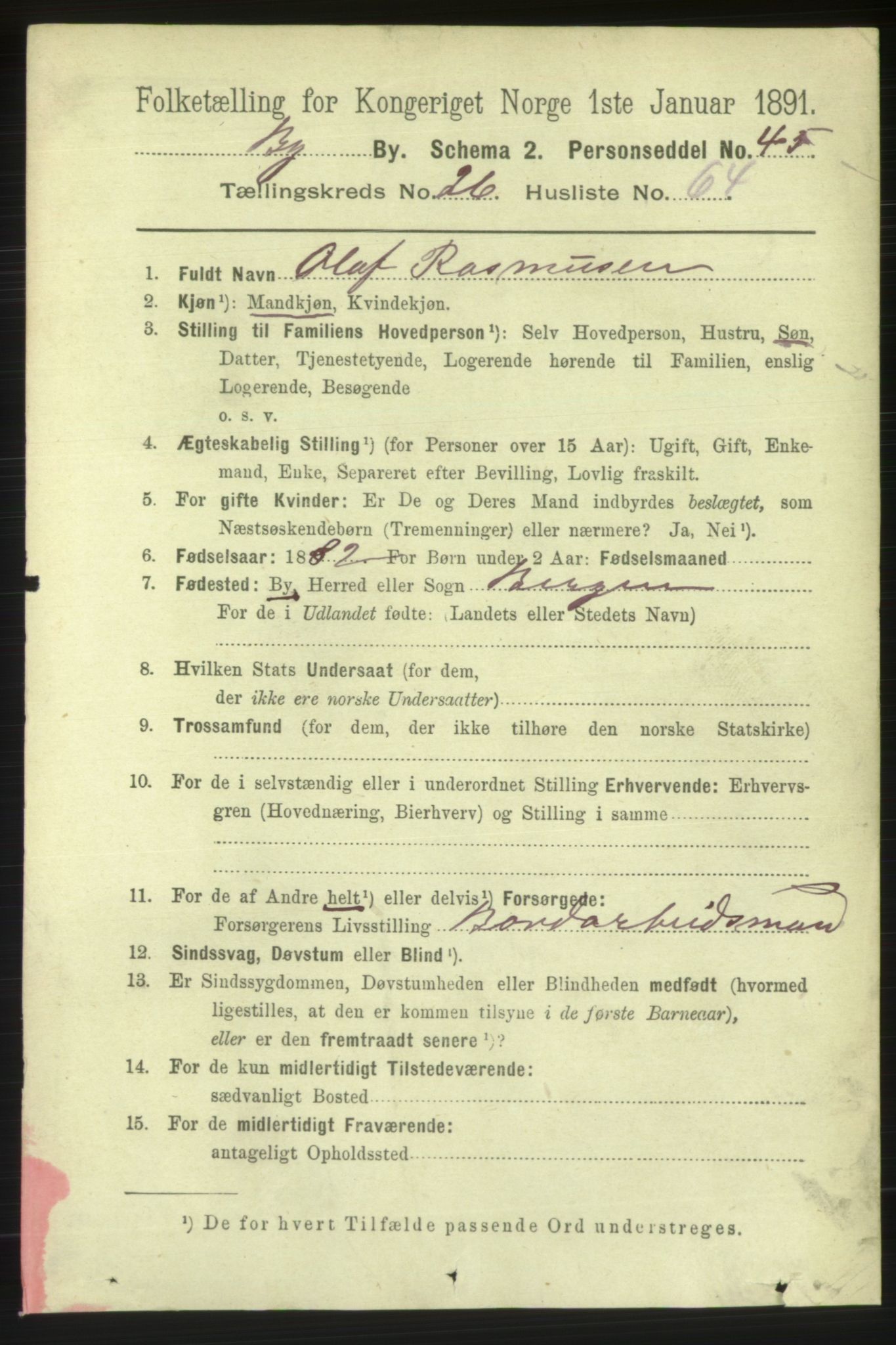 RA, 1891 Census for 1301 Bergen, 1891, p. 35277