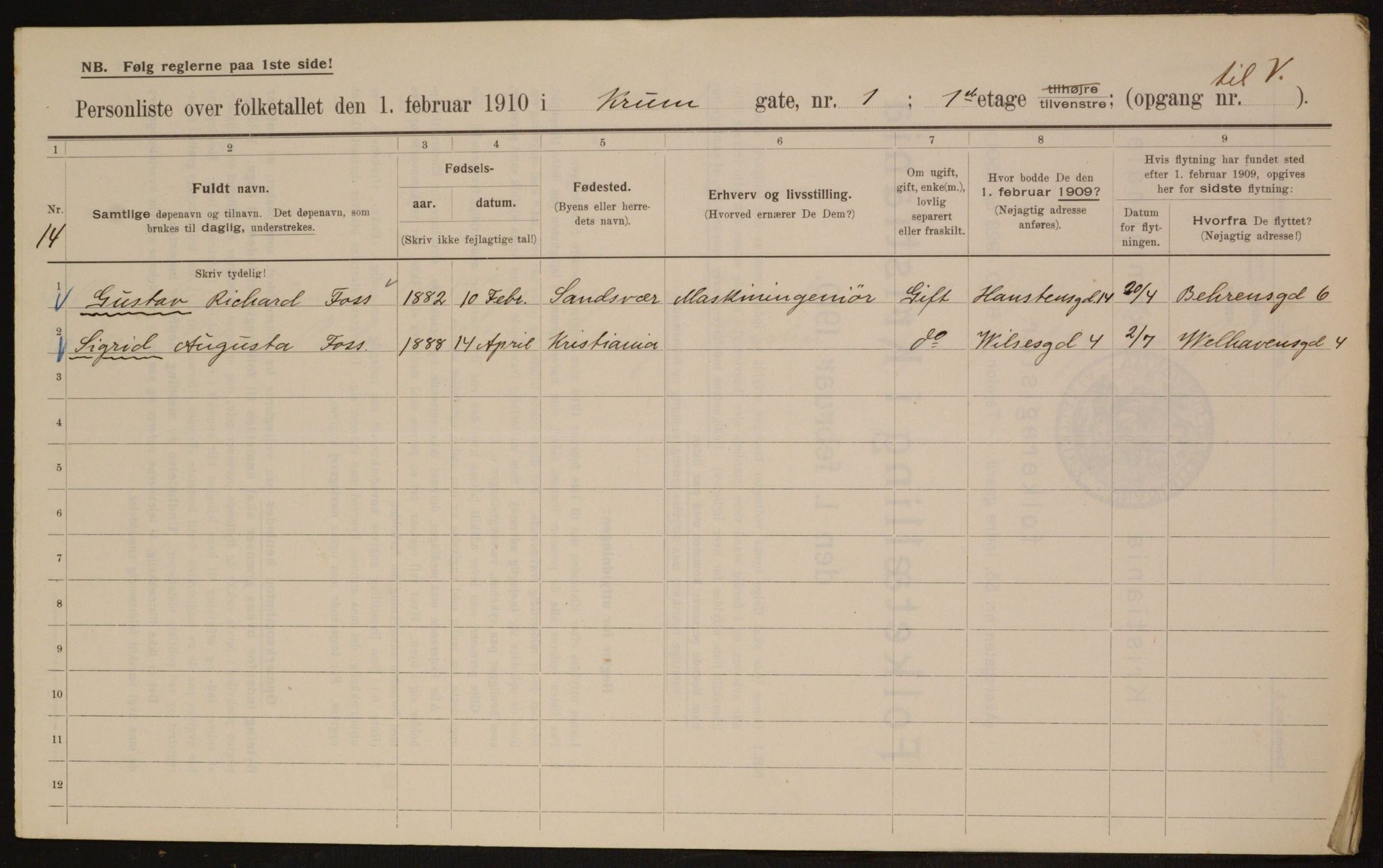 OBA, Municipal Census 1910 for Kristiania, 1910, p. 53111