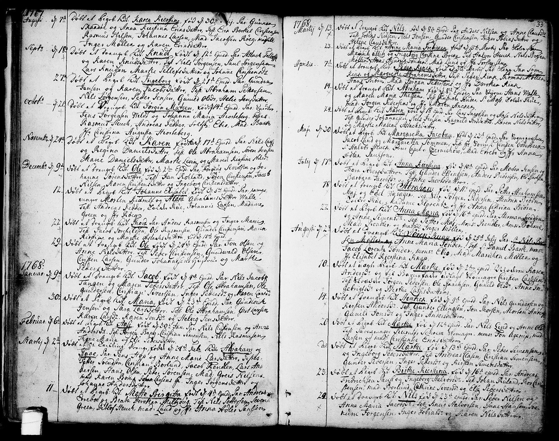 Kragerø kirkebøker, SAKO/A-278/F/Fa/L0002: Parish register (official) no. 2, 1767-1802, p. 33