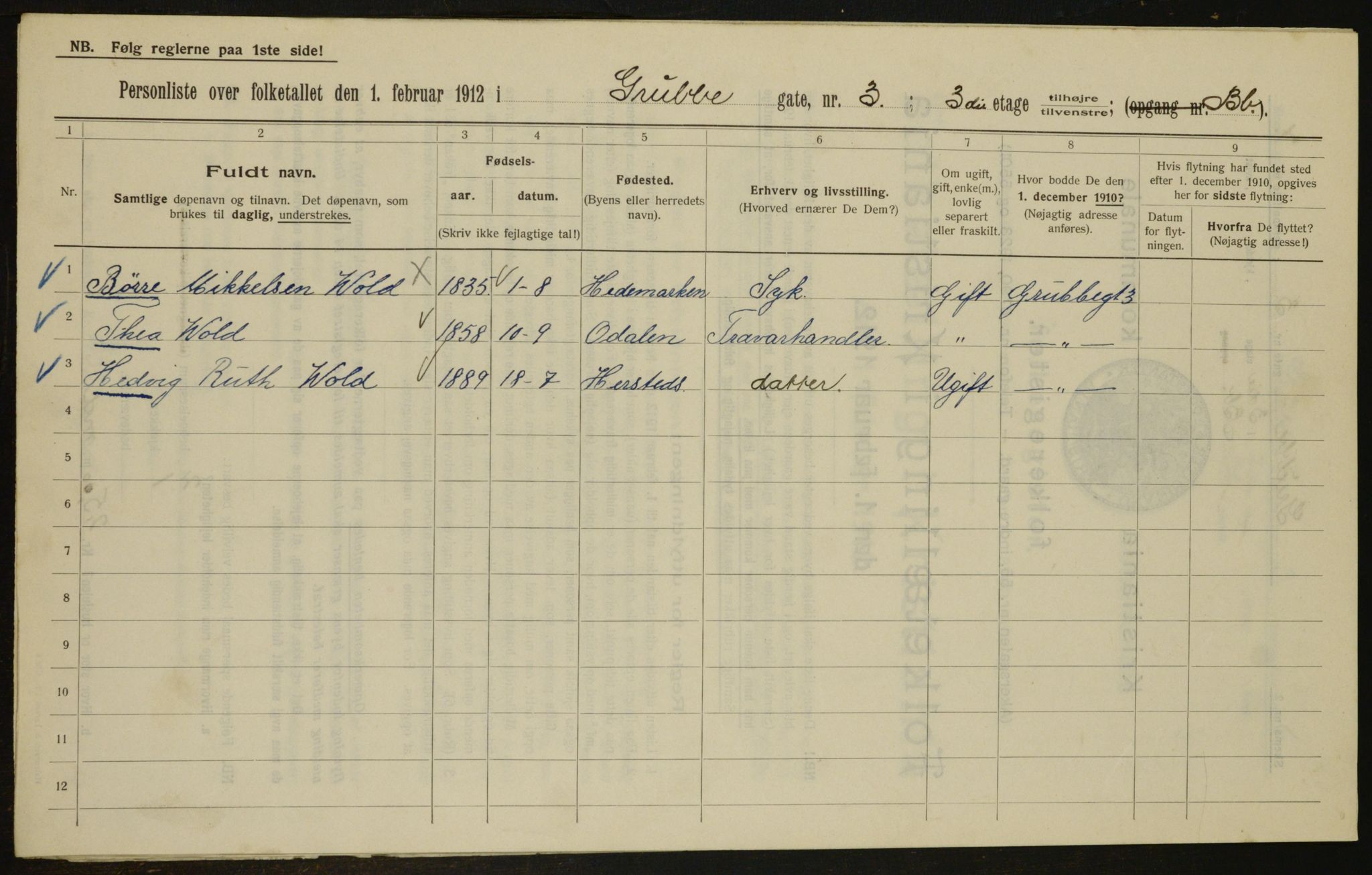 OBA, Municipal Census 1912 for Kristiania, 1912, p. 30022