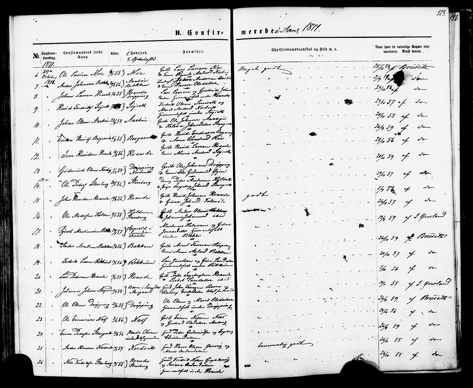 Ministerialprotokoller, klokkerbøker og fødselsregistre - Møre og Romsdal, AV/SAT-A-1454/592/L1027: Parish register (official) no. 592A05, 1865-1878, p. 123